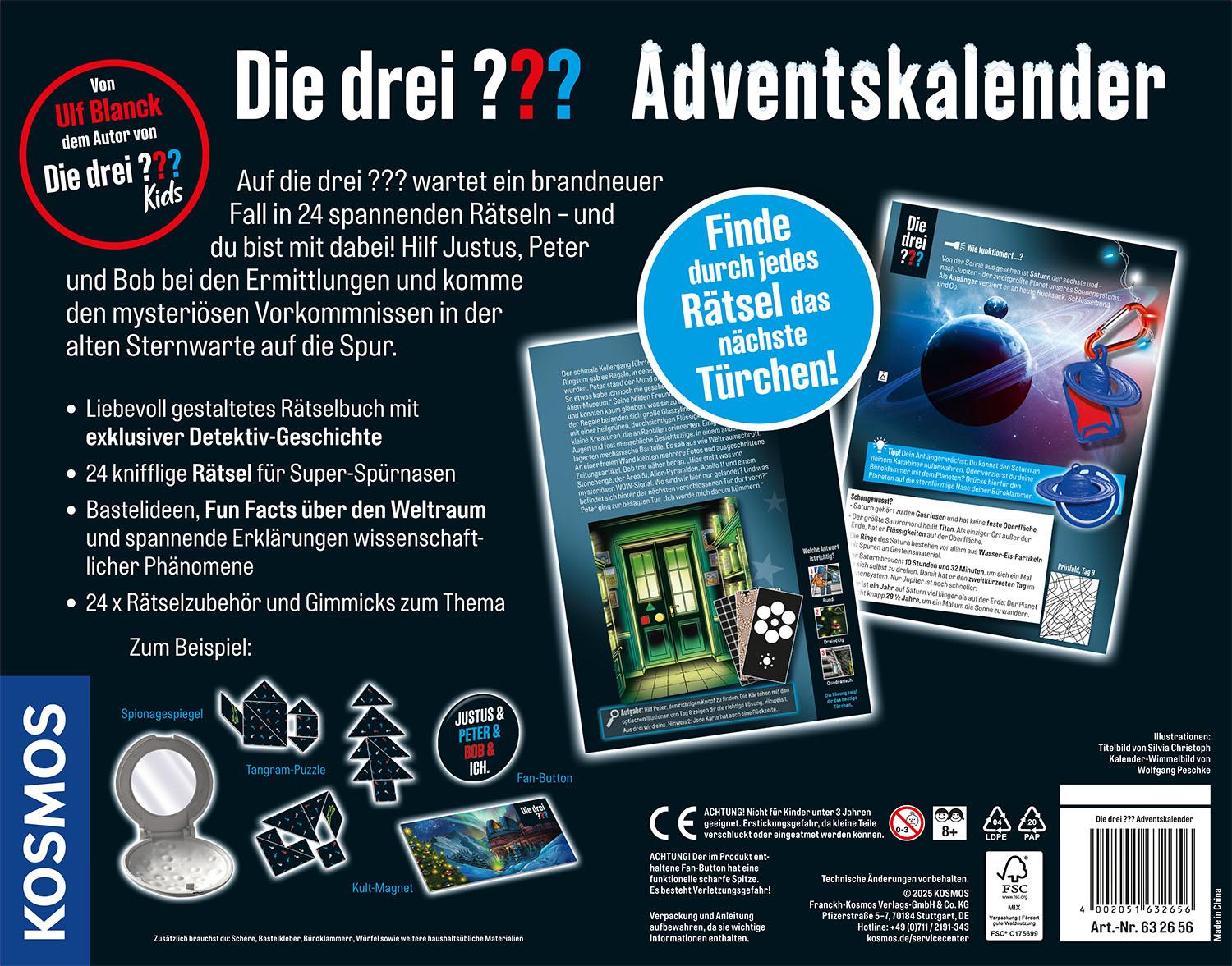 Rückseitencover Die drei ???-Adventskalender 2025