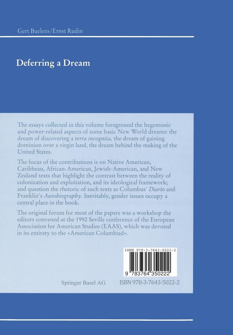 Rückseitencover Deferring a Dream