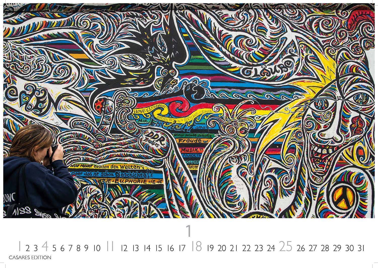 Beispielinhalt (Bild) Berlin Street Art Kalender 2026 - Wandkalender | Fotokalender Deutschland 35x50cm Großformat - Vielfalt und Kreativität der urbanen Kunst