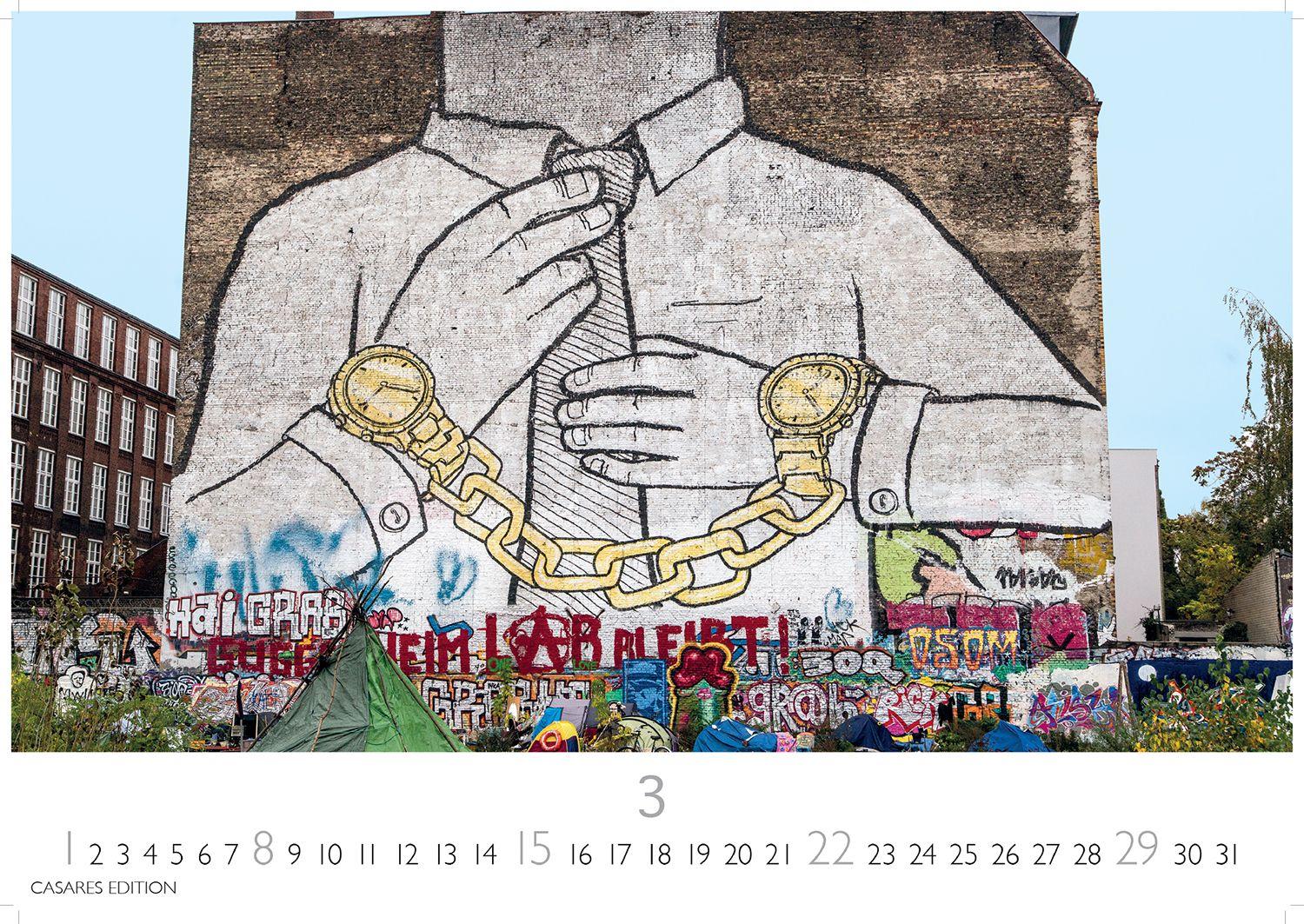 Beispielinhalt (Bild) Berlin Street Art Kalender 2026 - Wandkalender | Fotokalender Deutschland 35x50cm Großformat - Vielfalt und Kreativität der urbanen Kunst