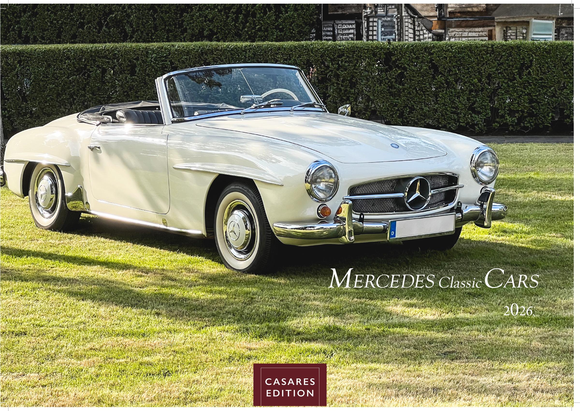 Vorderes Coverbild Mercedes Classic Cars Kalender 2026 - Wandkalender | Fotokalender Oldtimer 35x50cm Großfofrmat - Mercedes Oldtimer - Eleganz & Geschichte im Kalenderformat.