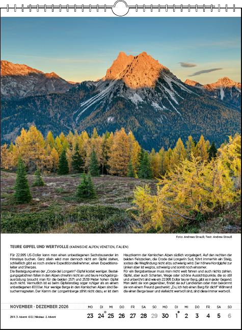 Beispielinhalt (Bild) Blodigs Alpenkalender 2026