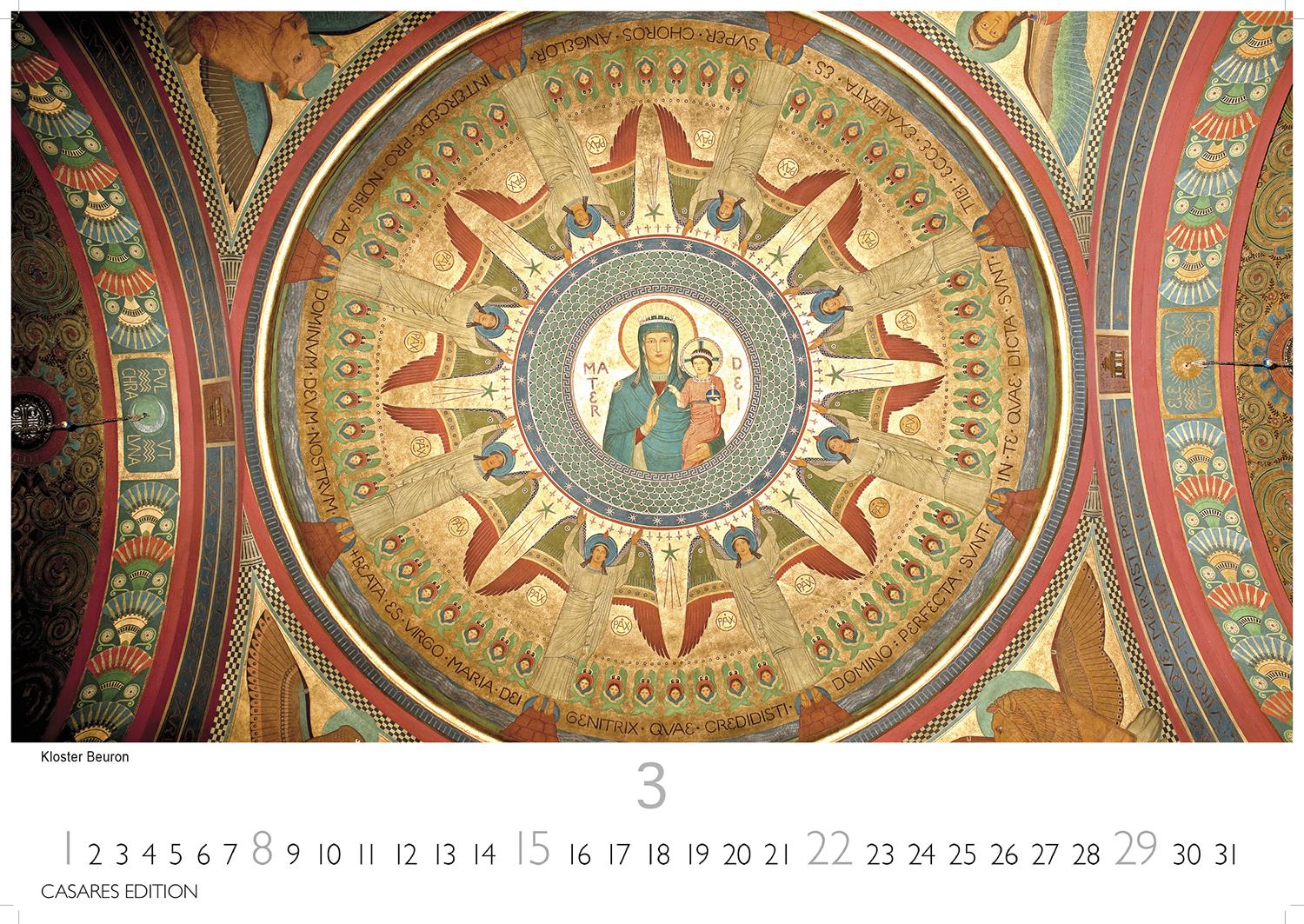 Beispielinhalt (Bild) Himmelsgewölbe Kalender 2026 - Wandkalender | Fotokalender Kunst 35x50cm Großformat | Architekturkalender | Beeindruckende Innenansichten: Kirchenkuppeln und -architekturen.