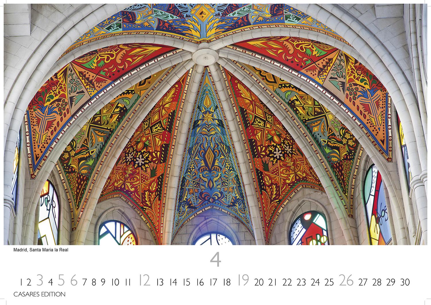 Beispielinhalt (Bild) Himmelsgewölbe Kalender 2026 - Wandkalender | Fotokalender Kunst 35x50cm Großformat | Architekturkalender | Beeindruckende Innenansichten: Kirchenkuppeln und -architekturen.