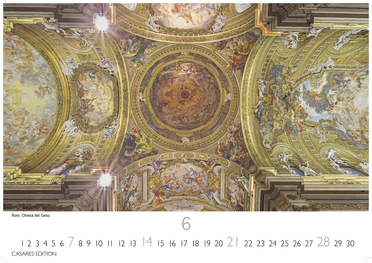 Beispielinhalt (Bild) Himmelsgewölbe Kalender 2026 - Wandkalender | Fotokalender Kunst 35x50cm Großformat | Architekturkalender | Beeindruckende Innenansichten: Kirchenkuppeln und -architekturen.