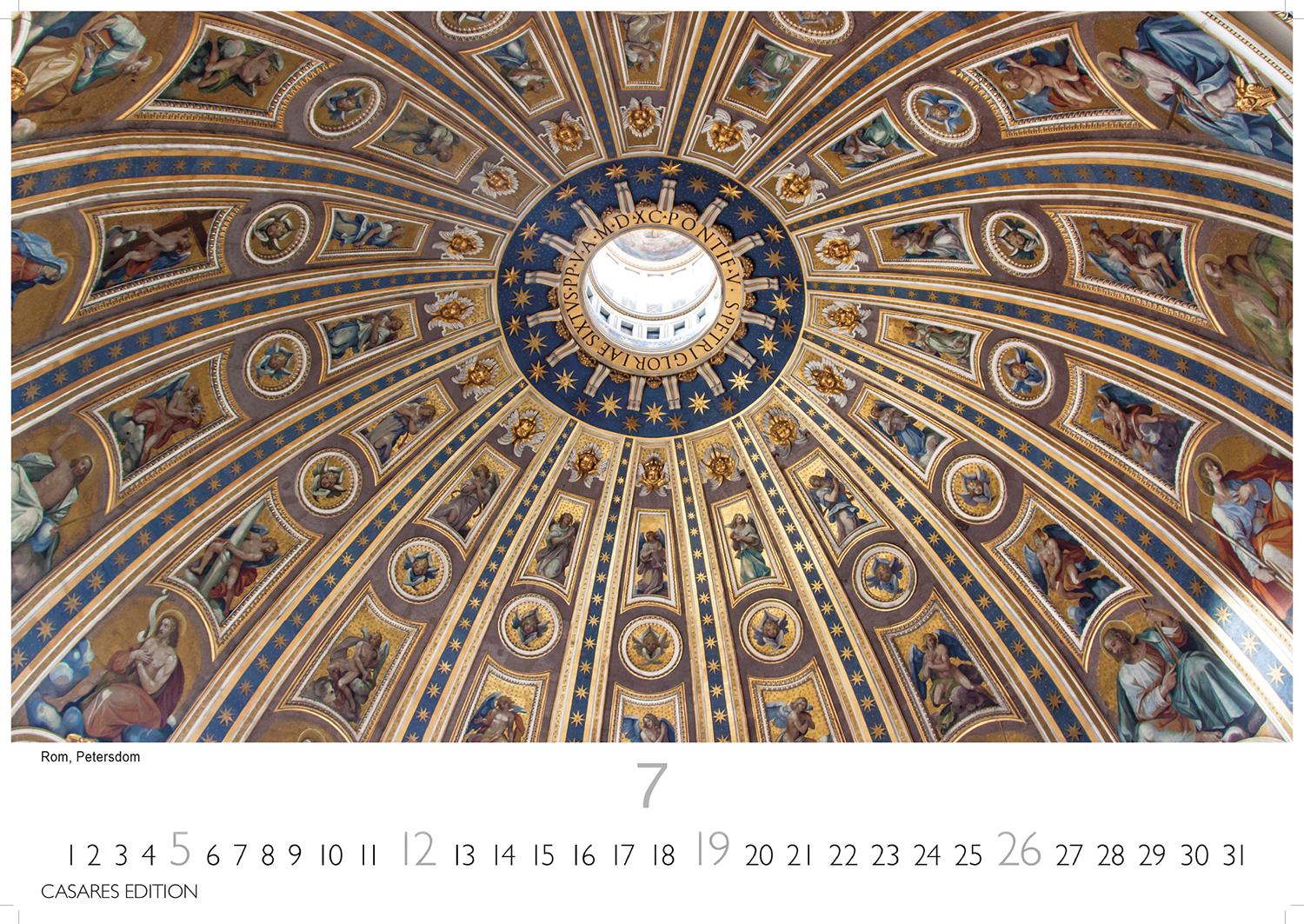 Beispielinhalt (Bild) Himmelsgewölbe Kalender 2026 - Wandkalender | Fotokalender Kunst 35x50cm Großformat | Architekturkalender | Beeindruckende Innenansichten: Kirchenkuppeln und -architekturen.