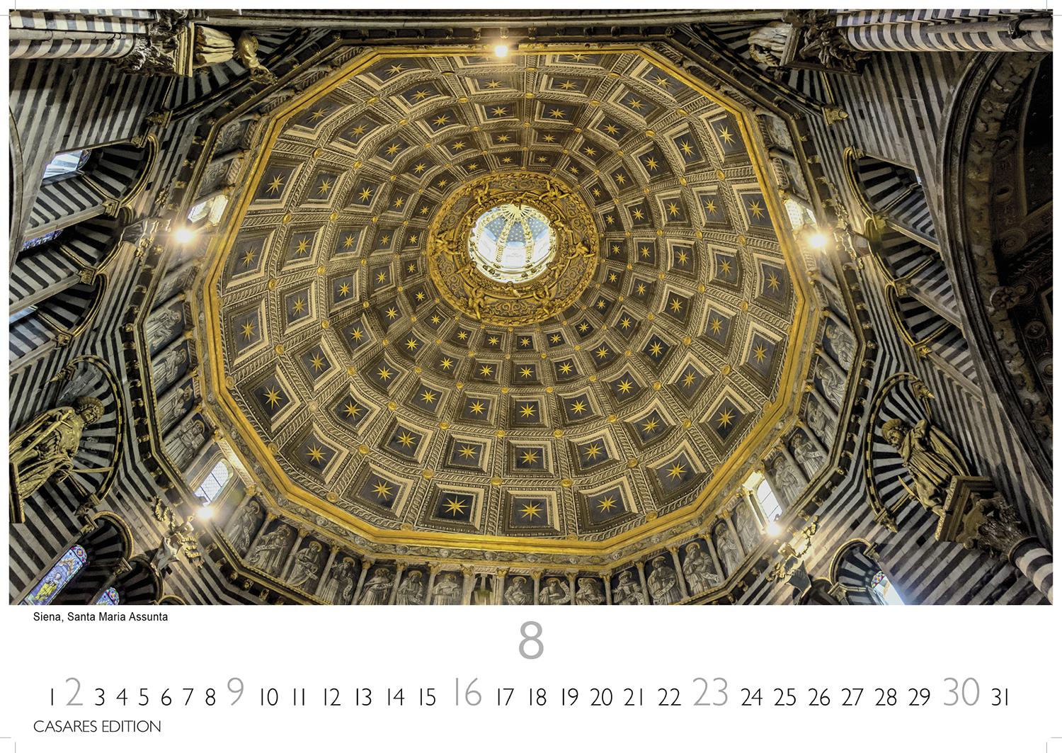 Beispielinhalt (Bild) Himmelsgewölbe Kalender 2026 - Wandkalender | Fotokalender Kunst 35x50cm Großformat | Architekturkalender | Beeindruckende Innenansichten: Kirchenkuppeln und -architekturen.