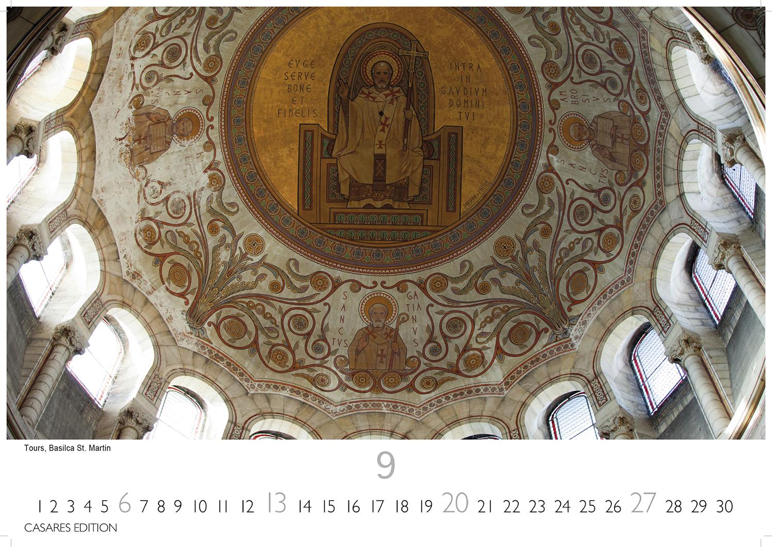 Beispielinhalt (Bild) Himmelsgewölbe Kalender 2026 - Wandkalender | Fotokalender Kunst 35x50cm Großformat | Architekturkalender | Beeindruckende Innenansichten: Kirchenkuppeln und -architekturen.