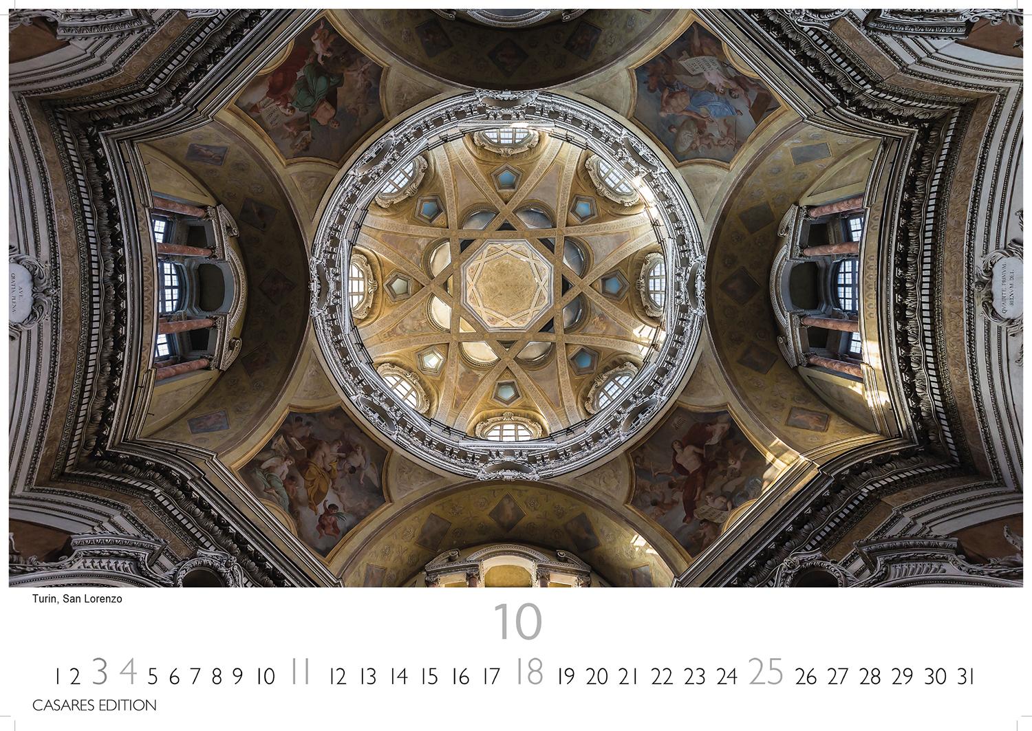 Beispielinhalt (Bild) Himmelsgewölbe Kalender 2026 - Wandkalender | Fotokalender Kunst 35x50cm Großformat | Architekturkalender | Beeindruckende Innenansichten: Kirchenkuppeln und -architekturen.