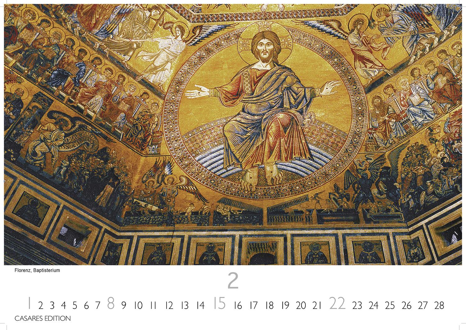 Beispielinhalt (Bild) Himmelsgewölbe Kalender 2026 - Wandkalender | Fotokalender Kunst 35x50cm Großformat | Architekturkalender | Beeindruckende Innenansichten: Kirchenkuppeln und -architekturen.