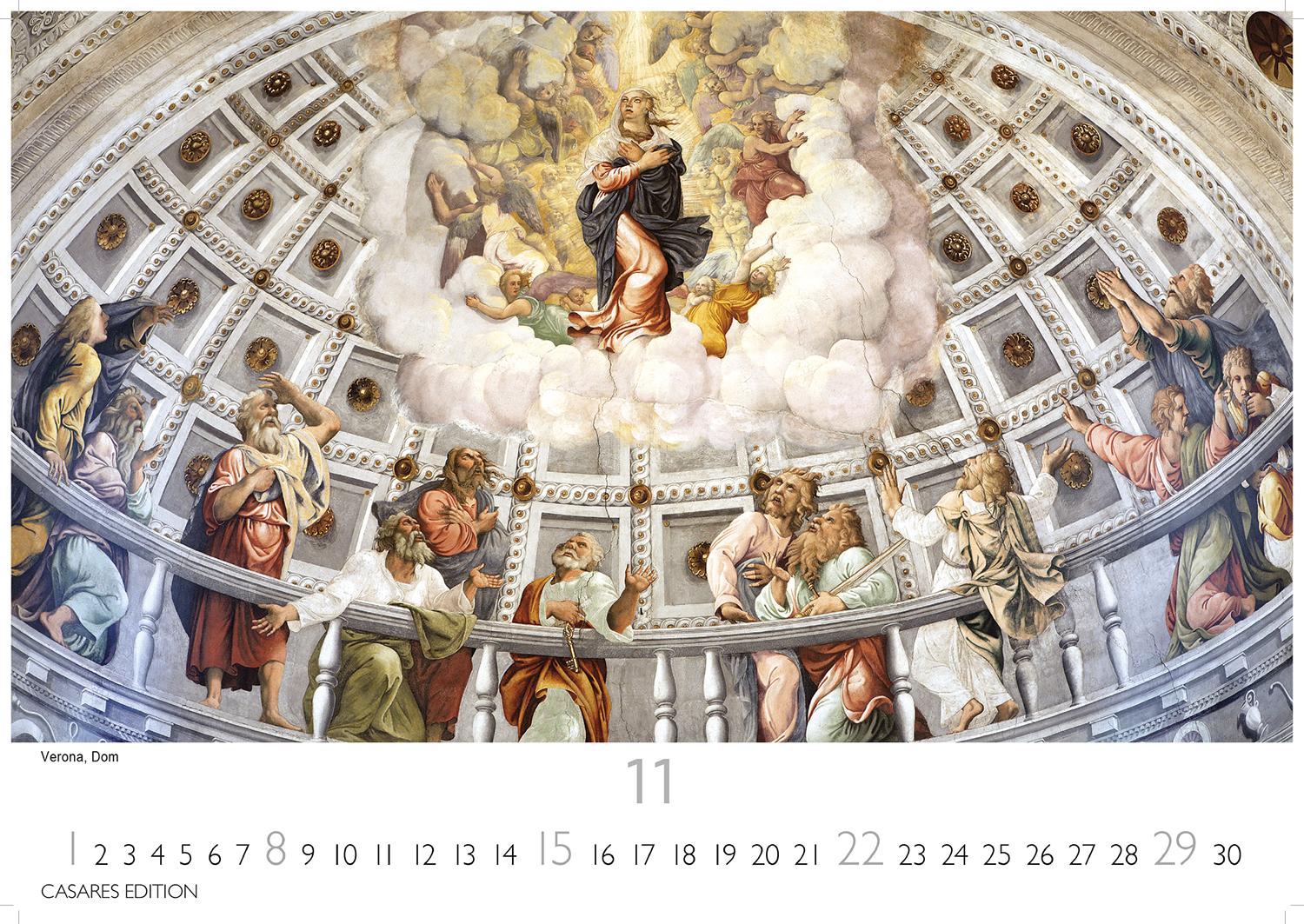 Beispielinhalt (Bild) Himmelsgewölbe Kalender 2026 - Wandkalender | Fotokalender Kunst 35x50cm Großformat | Architekturkalender | Beeindruckende Innenansichten: Kirchenkuppeln und -architekturen.