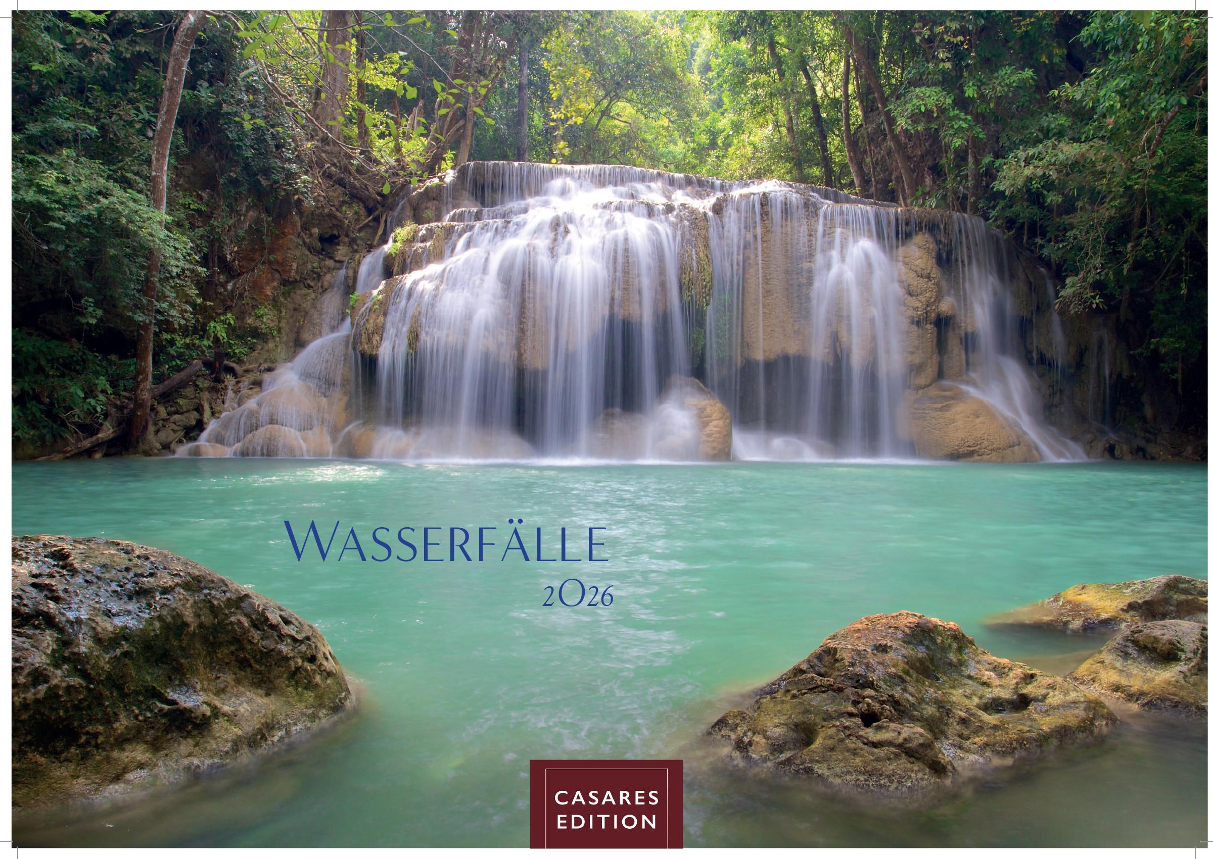 Vorderes Coverbild Wasserfälle Kalender 2026 - Wandkalender | Fotokalender Naturkalender 24x35cm - Inspirierende Wasserfall-Fotografien für das ganze Jahr
