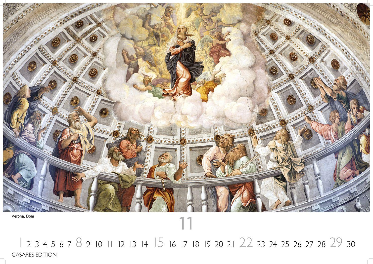 Beispielinhalt (Bild) Himmelsgewölbe Kalender 2026 - Wandkalender | Fotokalender Kunst 24x35cm | Architekturkalender | Beeindruckende Innenansichten: Kirchenkuppeln und -architekturen.