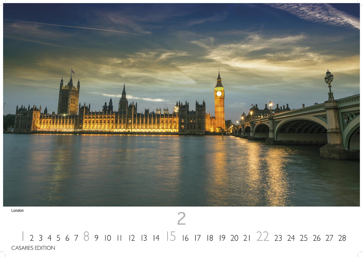 Beispielinhalt (Bild) World Capitals Kalender 2026 - Wandkalender | Fotokalender Städte 24x35cm - mit den wichtigsten Hauptstädten weltweit.