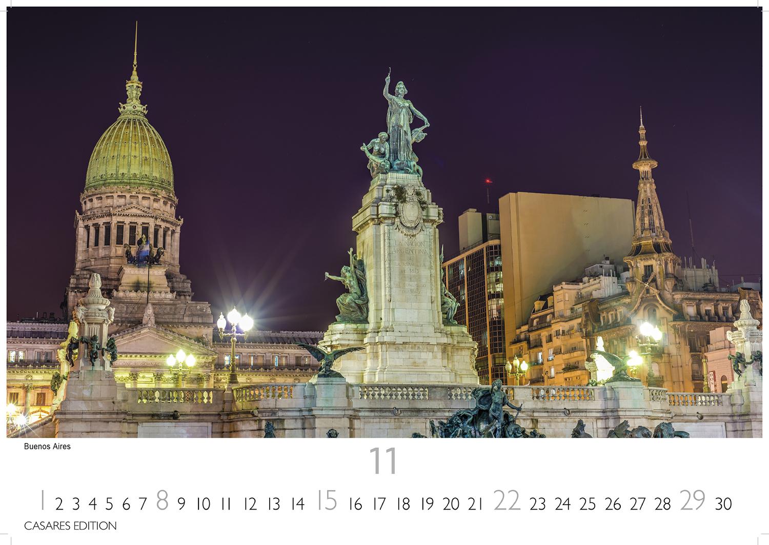 Beispielinhalt (Bild) World Capitals Kalender 2026 - Wandkalender | Fotokalender Städte 24x35cm - mit den wichtigsten Hauptstädten weltweit.