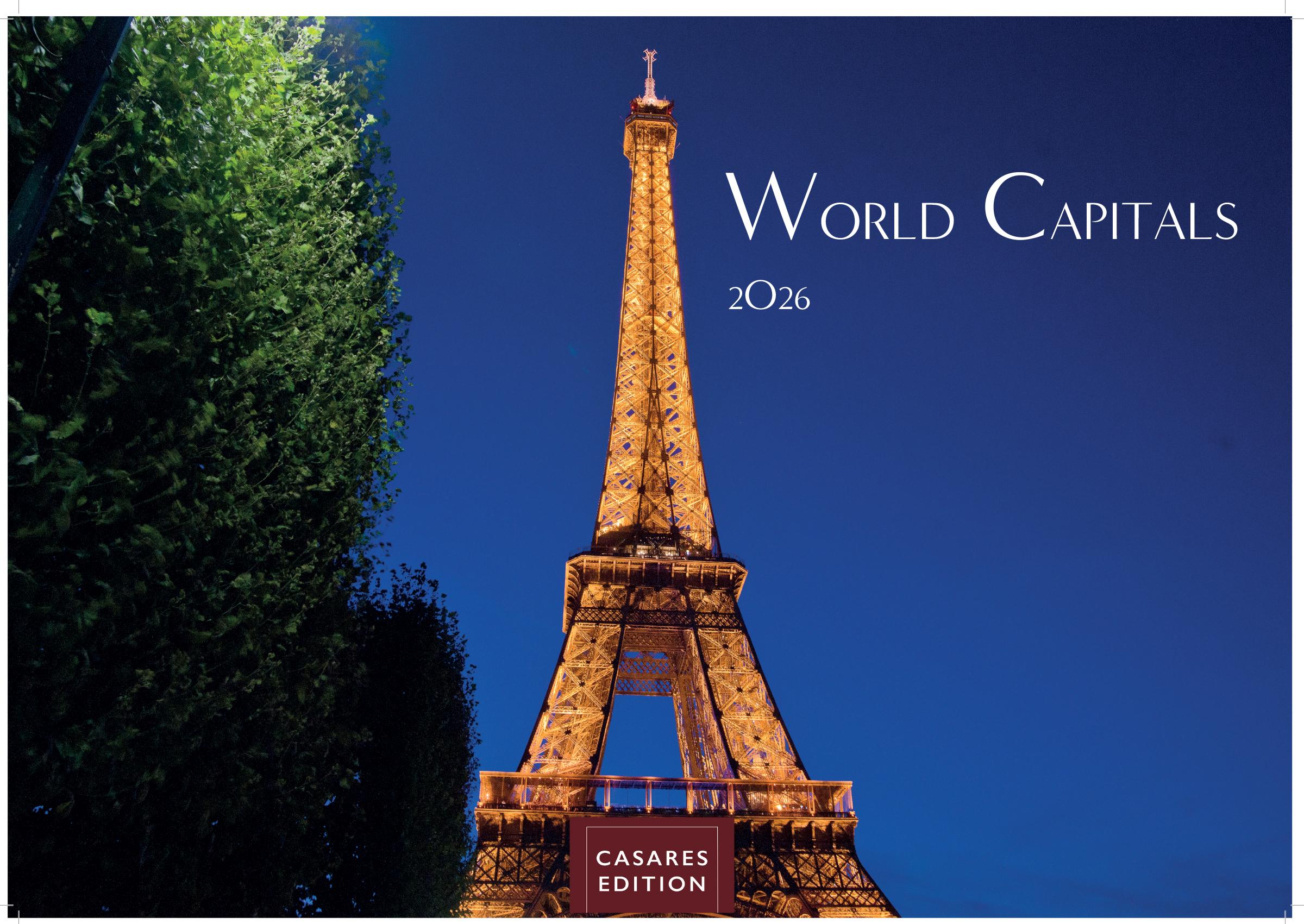 Vorderes Coverbild World Capitals Kalender 2026 24x35cm - mit den wichtigsten Hauptstädten weltweit.