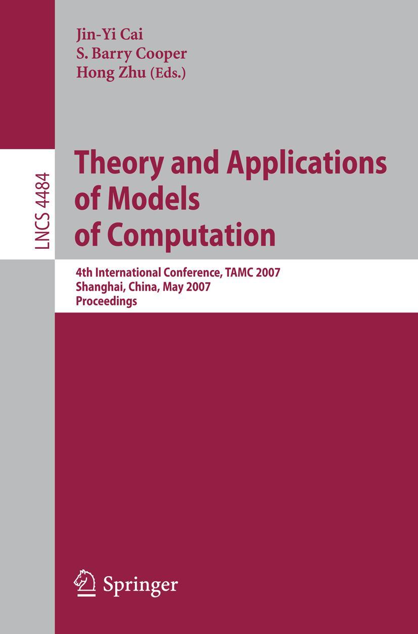 Vorderes Coverbild Theory and Applications of Models of Computation