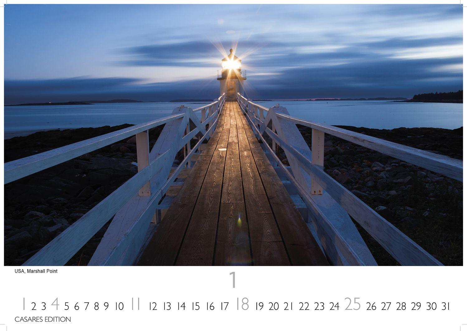 Beispielinhalt (Bild) Leuchttürme Kalender 2026 - Wandkalender | Fotokalender Naturkalender 24x35cm - Hochwertiger . 2026 - mit beeindruckenden Fotografien von Leuchttürmen weltweit.