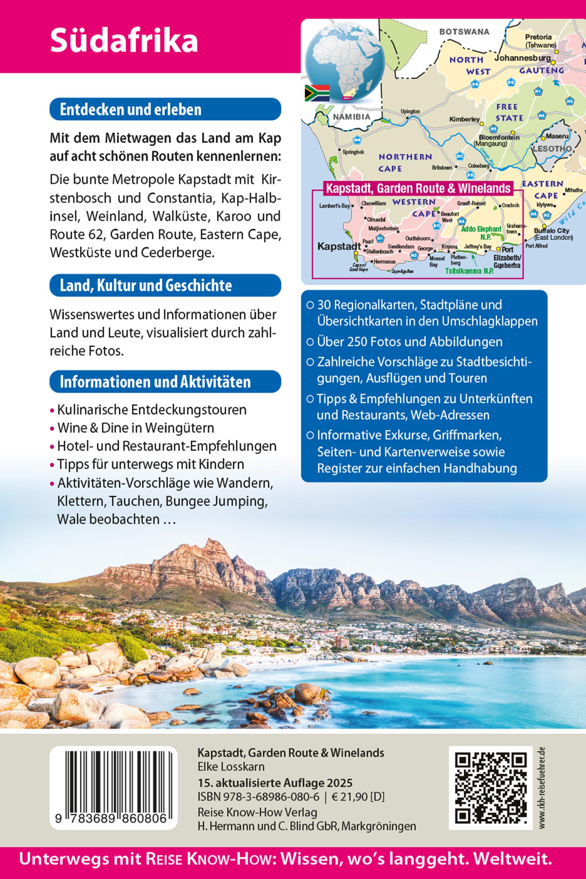 Rückseitencover Reise Know-How Reiseführer Südafrika - Kapstadt, Garden Route & Winelands