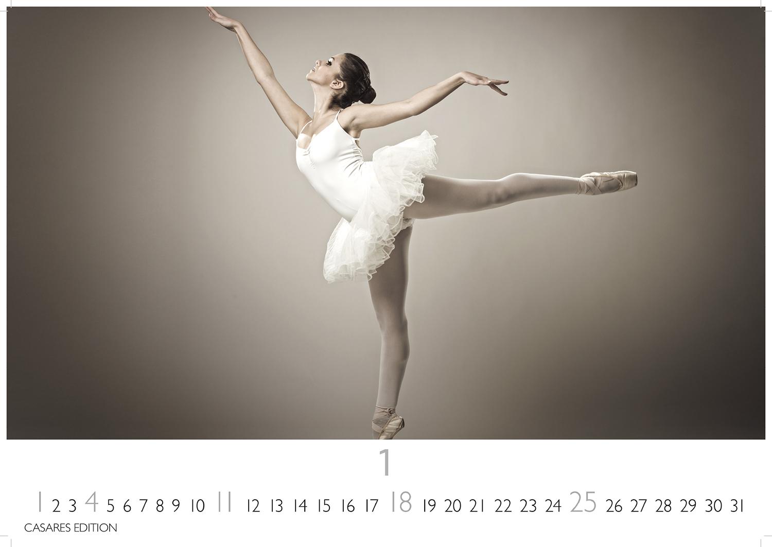 Beispielinhalt (Bild) Ballett Kalender 2026 - Wandkalender | Fotokalender Kunst 24x35cm - Eleganter Ballett - Ästhetik & Ballettkunst für jeden Monat.