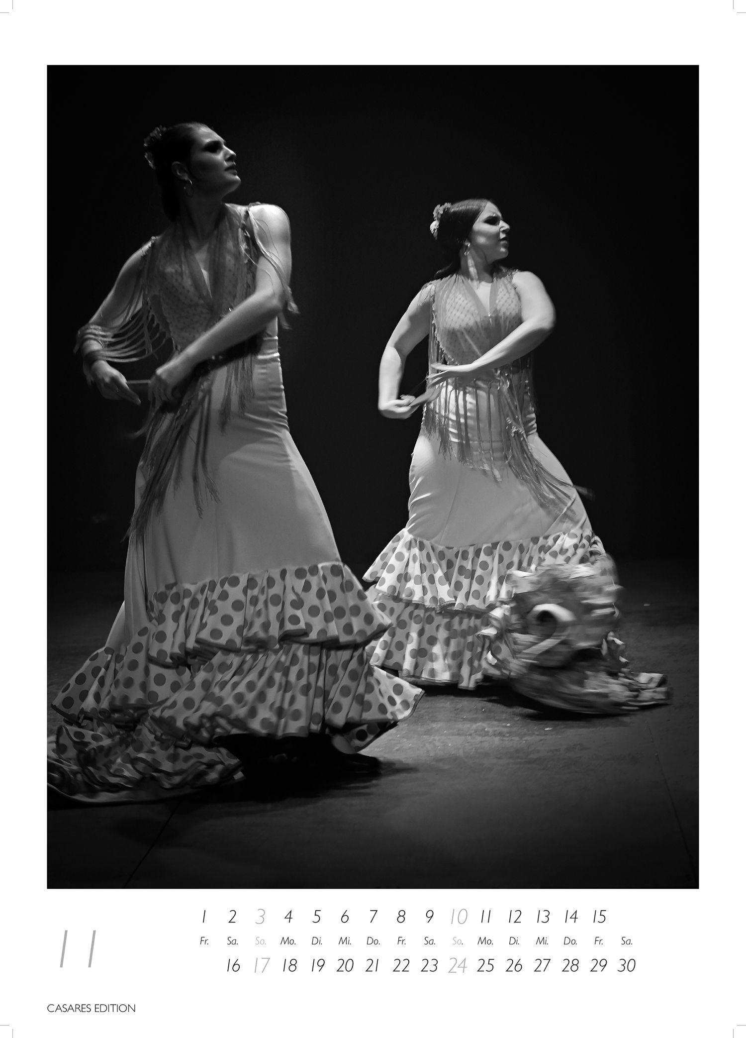 Beispielinhalt (Bild) Flamenco schwarz-weiss Kalender 2026 - Wandkalender | Fotokalender | Tanzkalender| Spanien 42x59cm - . mit eindrucksvollen Flamenco-Fotos, Tanz & Musik - Perfekt für Fans spanischer Kultur & Andalusien.