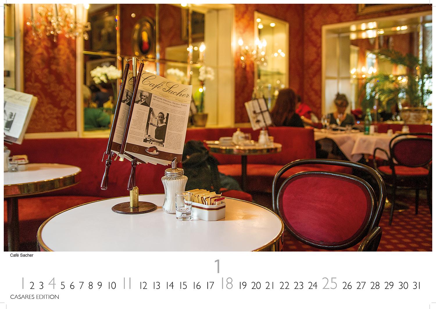 Beispielinhalt (Bild) Wiener Caféhaus Kultur Kalender 2026 - Wandkalender | Fotokalender Alpenländer 24x35cm | Historische & Kulturelle Kaffeehaus Motive | . & Geschenkidee