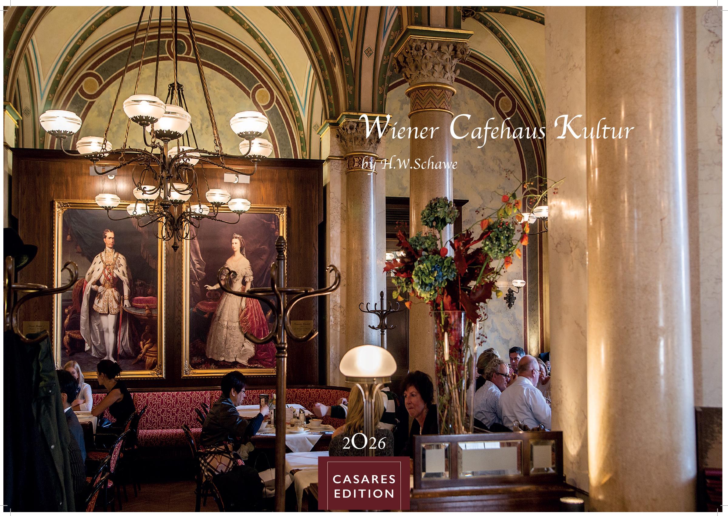 Vorderes Coverbild Wiener Caféhaus Kultur Kalender 2026 35x50cm Grosses Format | Historische & Kulturelle Kaffeehaus Motive | Wandkalender & Geschenkidee