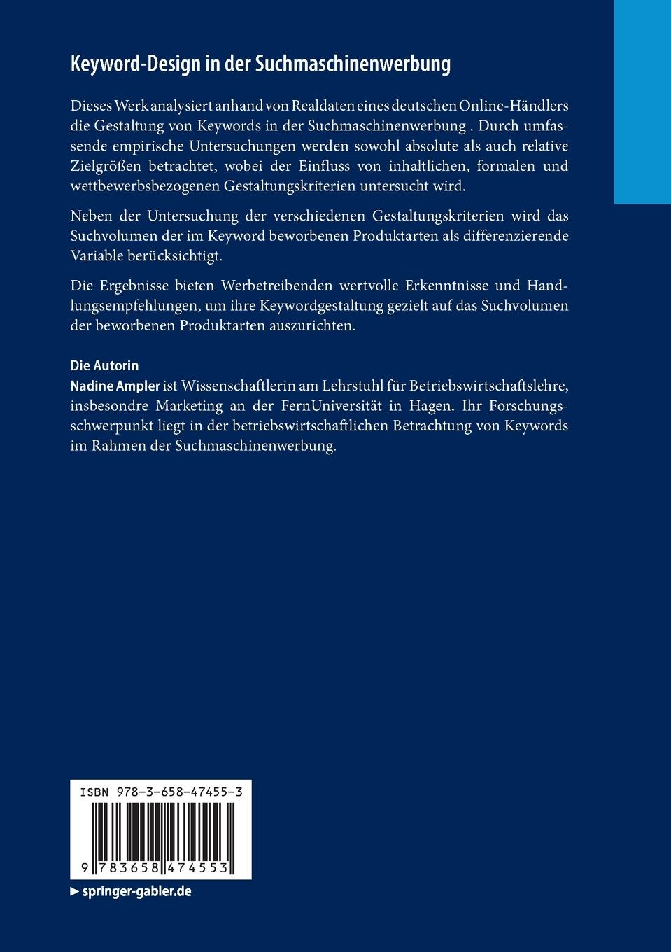 Rückseitencover Keyword-Design in der Suchmaschinenwerbung