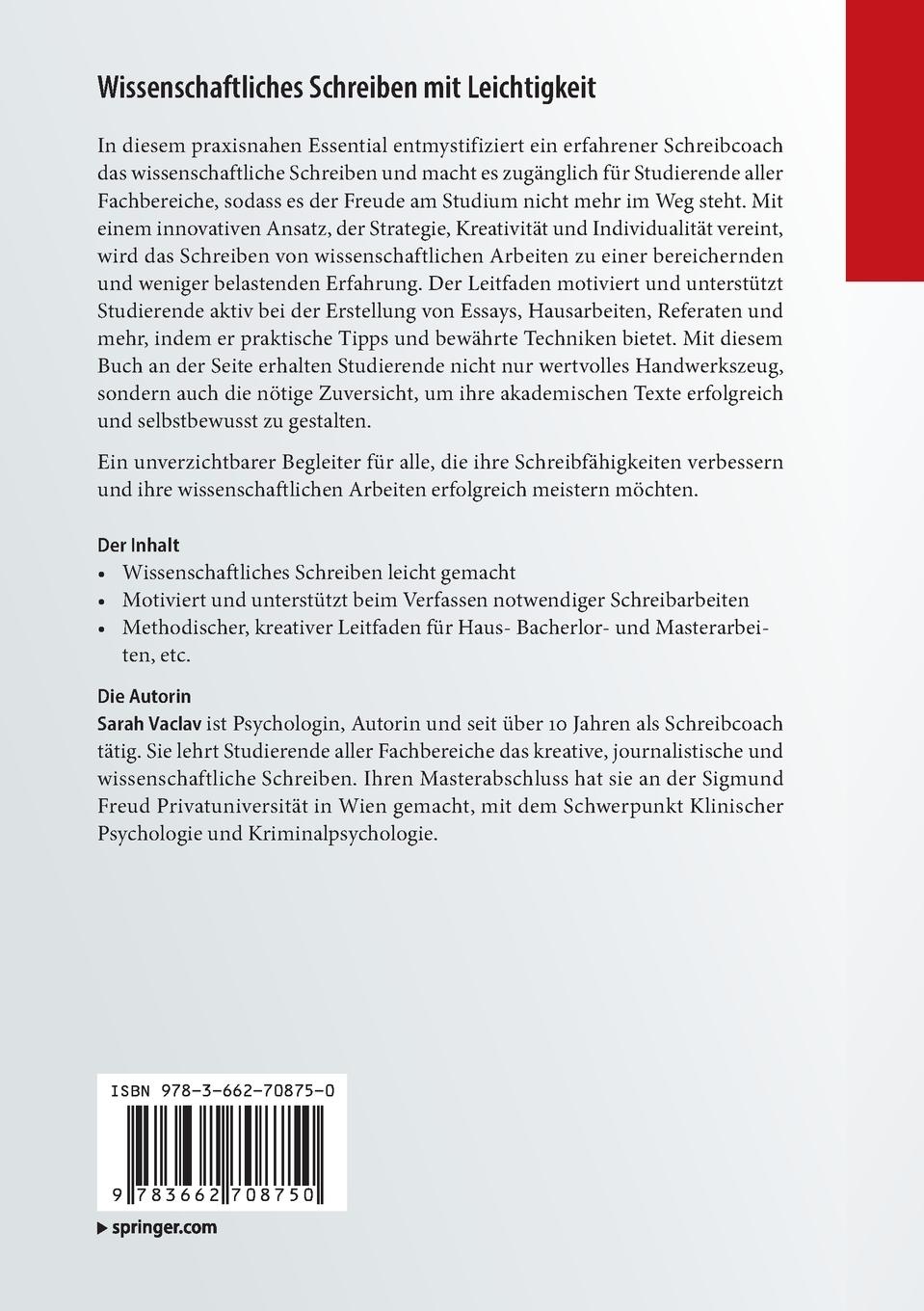 Rückseitencover Wissenschaftliches Schreiben mit Leichtigkeit