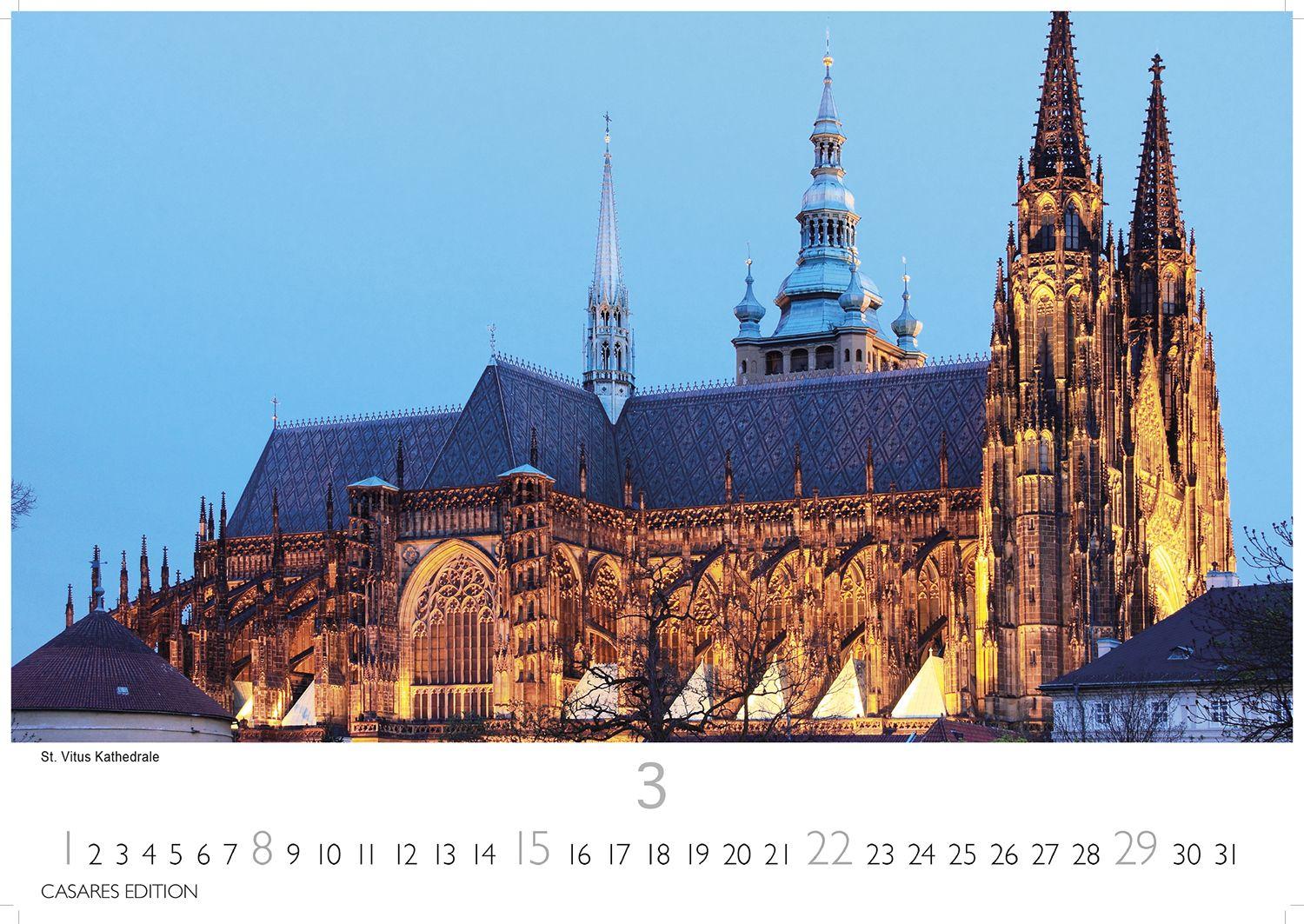 Beispielinhalt (Bild) Prag Kalender 2026 - Wandkalender | Fotokalender 35x50cm Grosses Format - Hochwertige Fotos von Prags bekanntesten Bauwerken, historischen Plätzen und malerischen Ecken