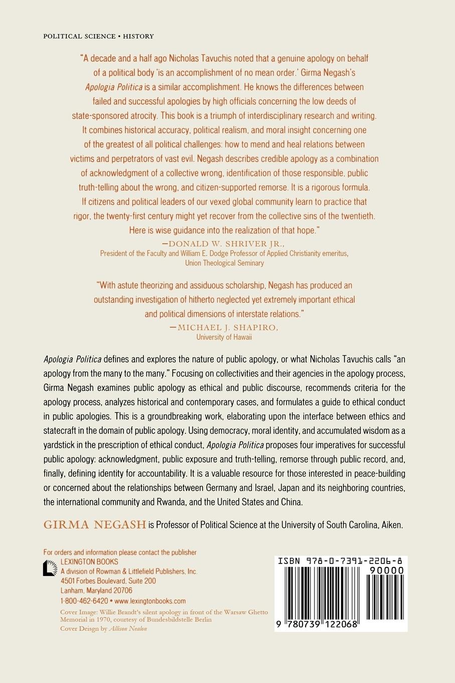 Rückseitencover Apologia Politica