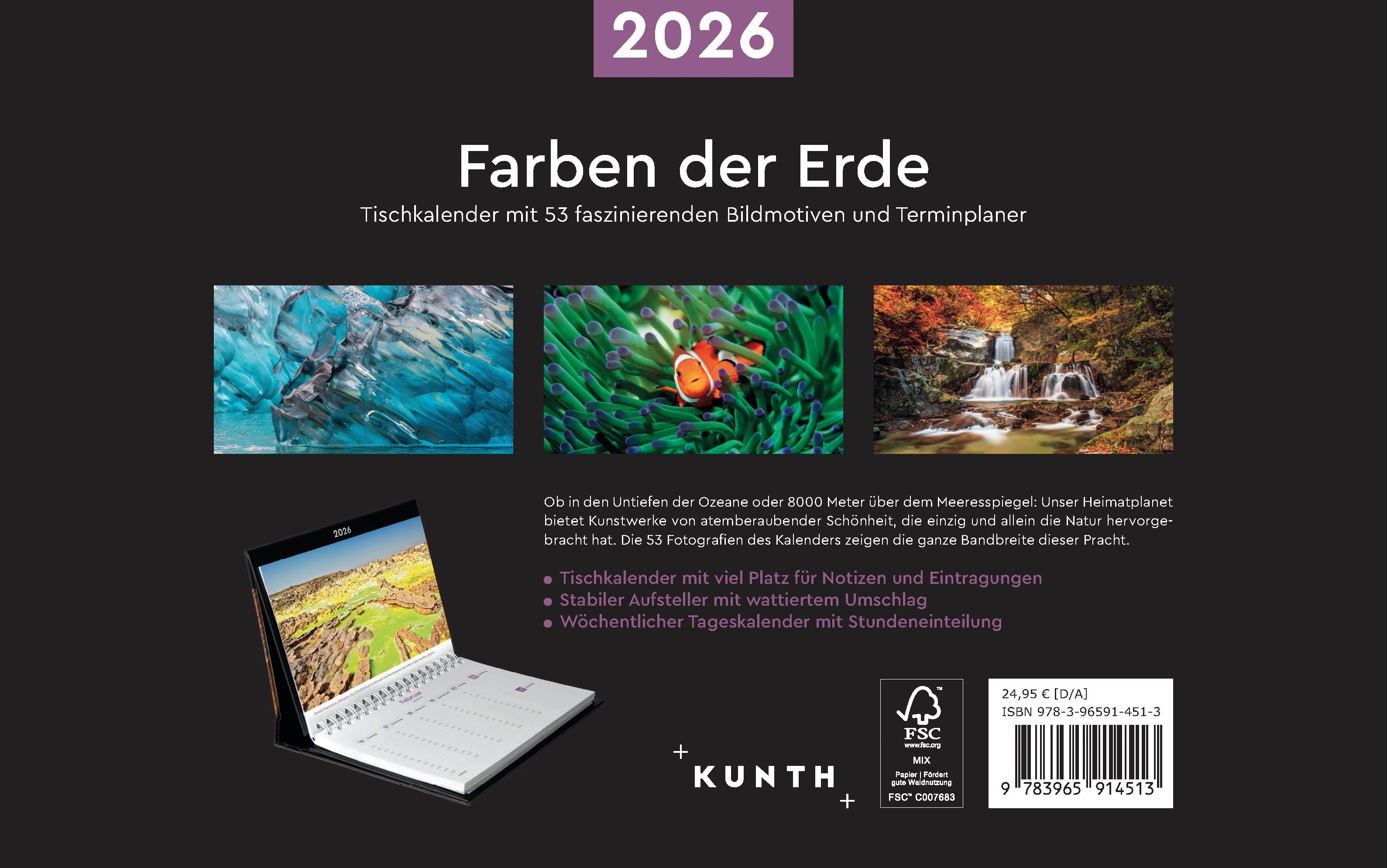Rückseitencover Farben der Erde - KUNTH Tischkalender 2026