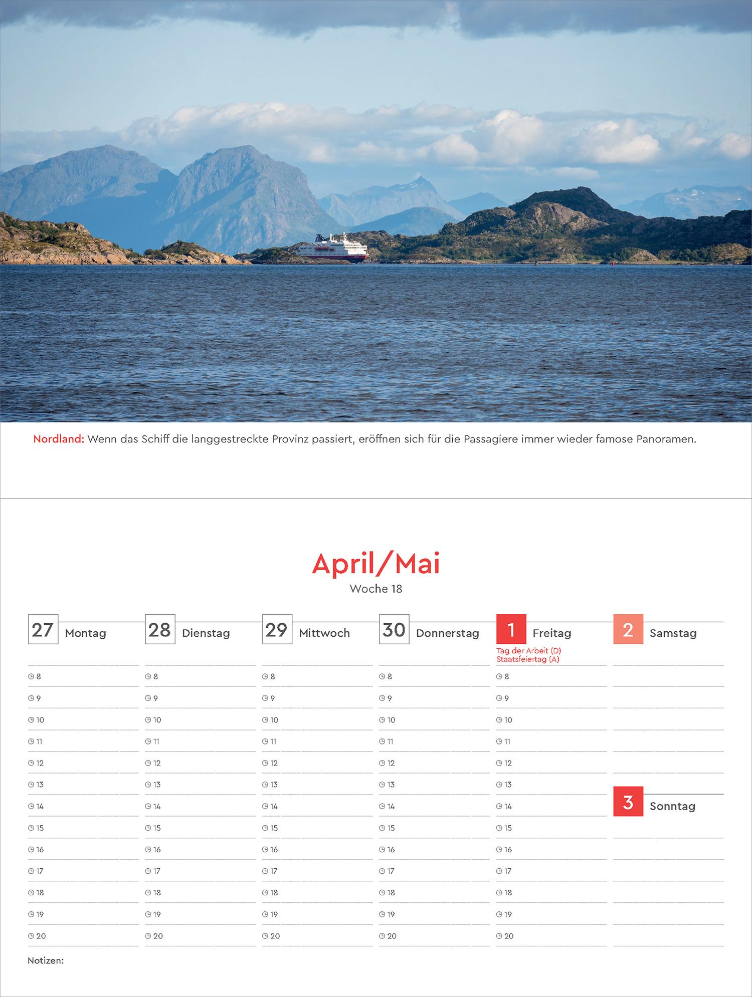 Beispielinhalt (Bild) Hurtigruten - KUNTH Tischkalender 2026