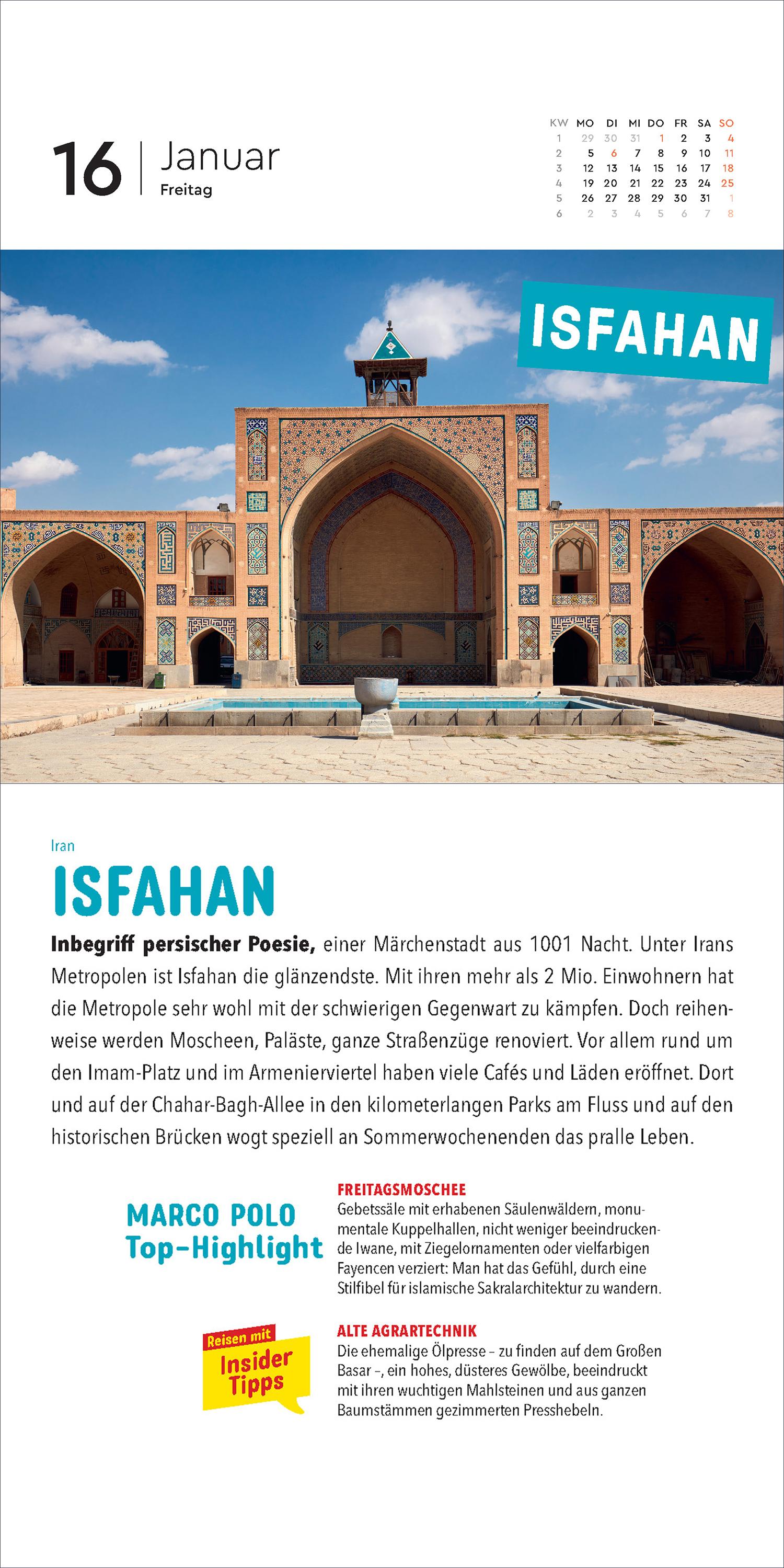 Beispielinhalt (Bild) MARCO POLO: Mit 365 Insidertipps durch die Welt - KUNTH Abreißkalender 2026