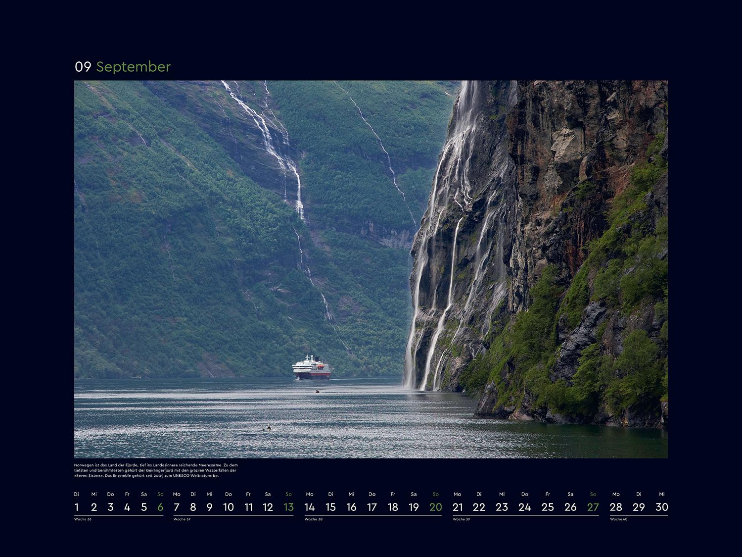 Beispielinhalt (Bild) Hurtigruten - KUNTH Wandkalender 2026