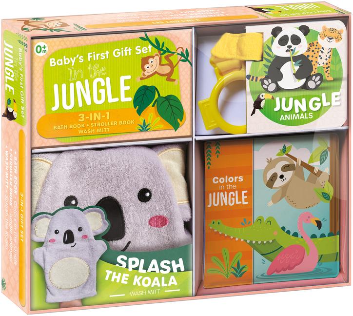 Vorderes Coverbild Jungle Fun Baby Gift Set: Soft Books for Toddlers 1-3, Waterproof Bath Book, Stroller Book, Wash Mitt - Great Newborn Gift