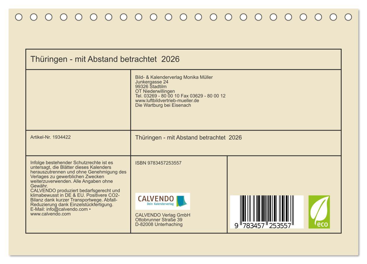 Beispielinhalt (Bild) Thüringen - mit Abstand betrachtet 2026 (Tischkalender 2026 DIN A5 quer), CALVENDO Monatskalender