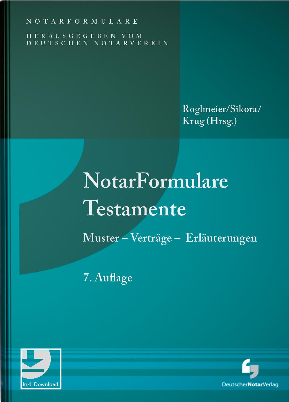 Vorderes Coverbild NotarFormulare Testamente