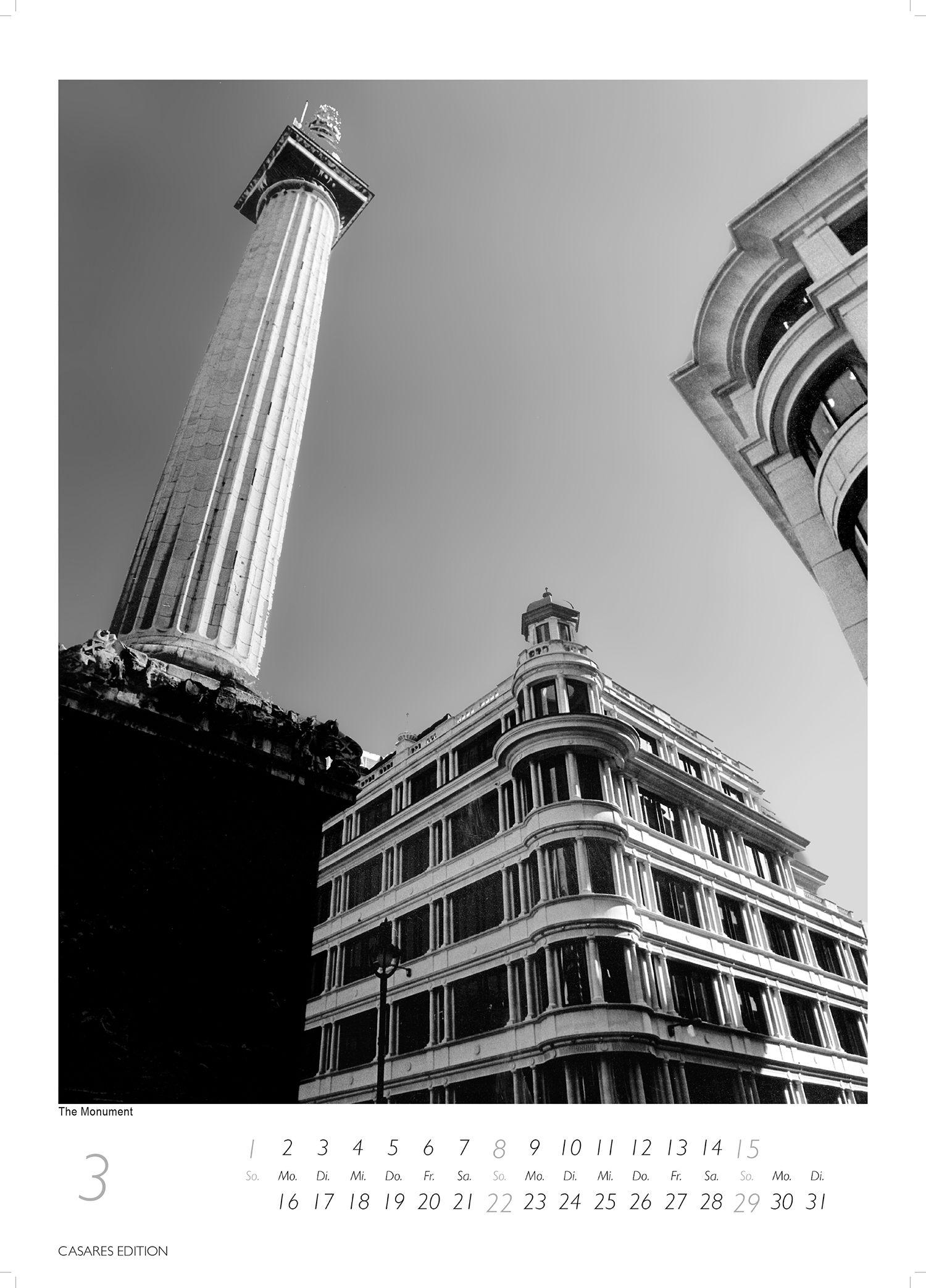 Beispielinhalt (Bild) London schwarz-weiss Kalender 2026 - Wandkalender | Fotokalender England 59x42cm Grosses Format - Hochwertiger . für 2026 - | Perfekt für Liebhaber London & Geschenkidee