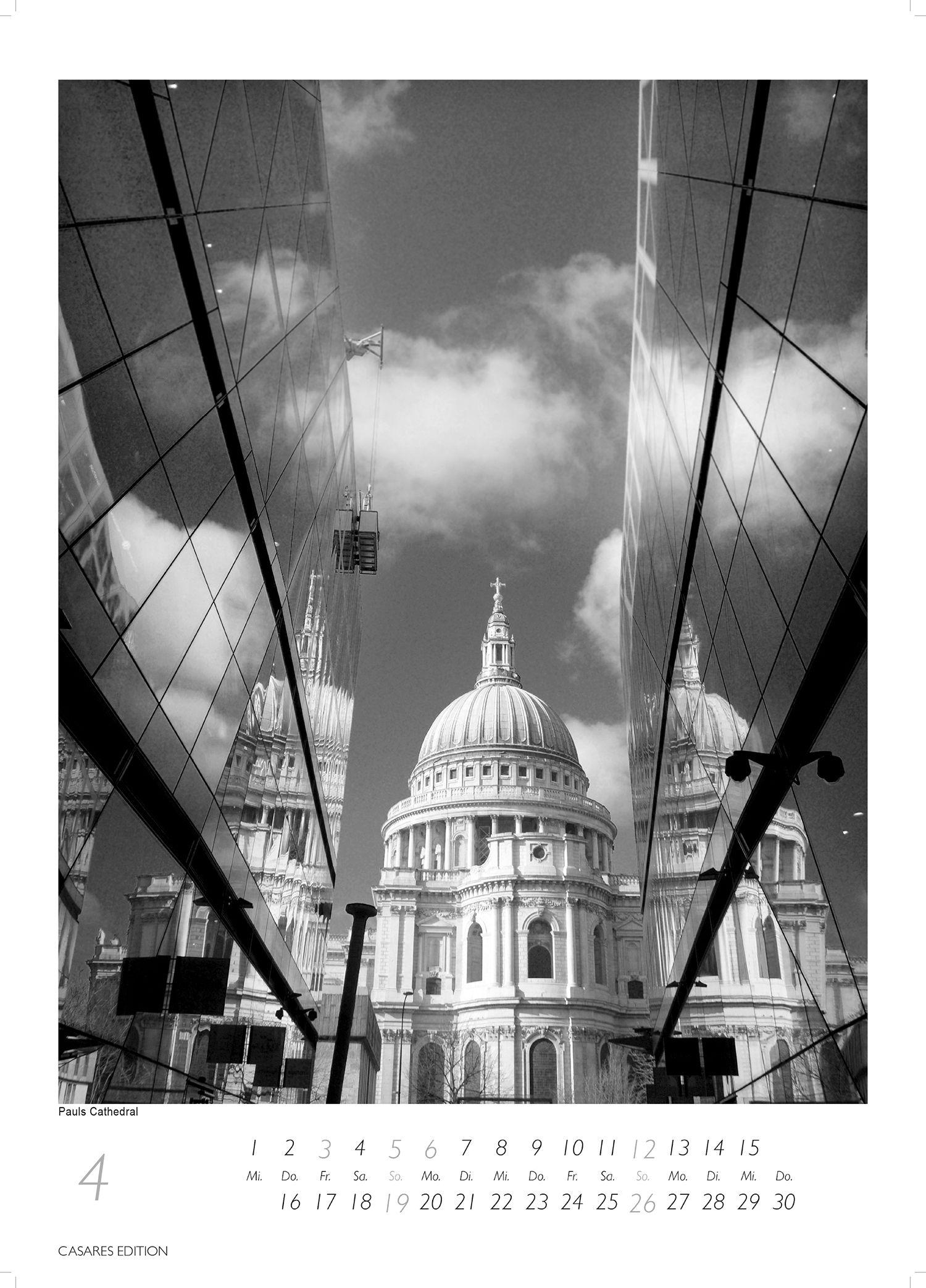 Beispielinhalt (Bild) London schwarz-weiss Kalender 2026 - Wandkalender | Fotokalender England 59x42cm Grosses Format - Hochwertiger . für 2026 - | Perfekt für Liebhaber London & Geschenkidee