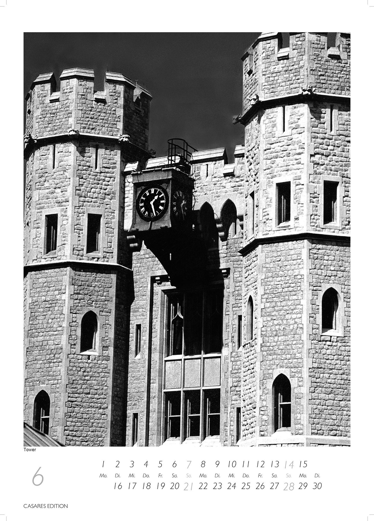 Beispielinhalt (Bild) London schwarz-weiss Kalender 2026 - Wandkalender | Fotokalender England 59x42cm Grosses Format - Hochwertiger . für 2026 - | Perfekt für Liebhaber London & Geschenkidee