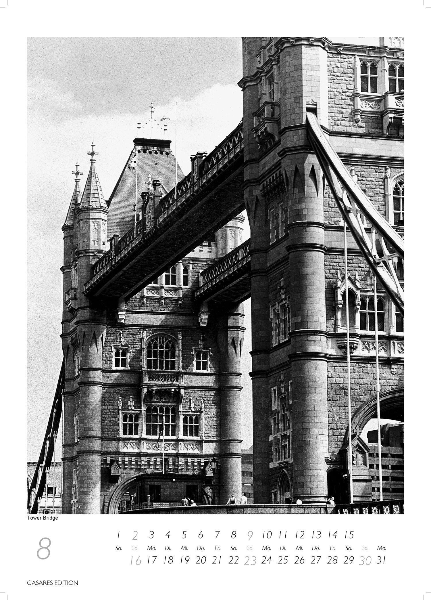 Beispielinhalt (Bild) London schwarz-weiss Kalender 2026 - Wandkalender | Fotokalender England 59x42cm Grosses Format - Hochwertiger . für 2026 - | Perfekt für Liebhaber London & Geschenkidee