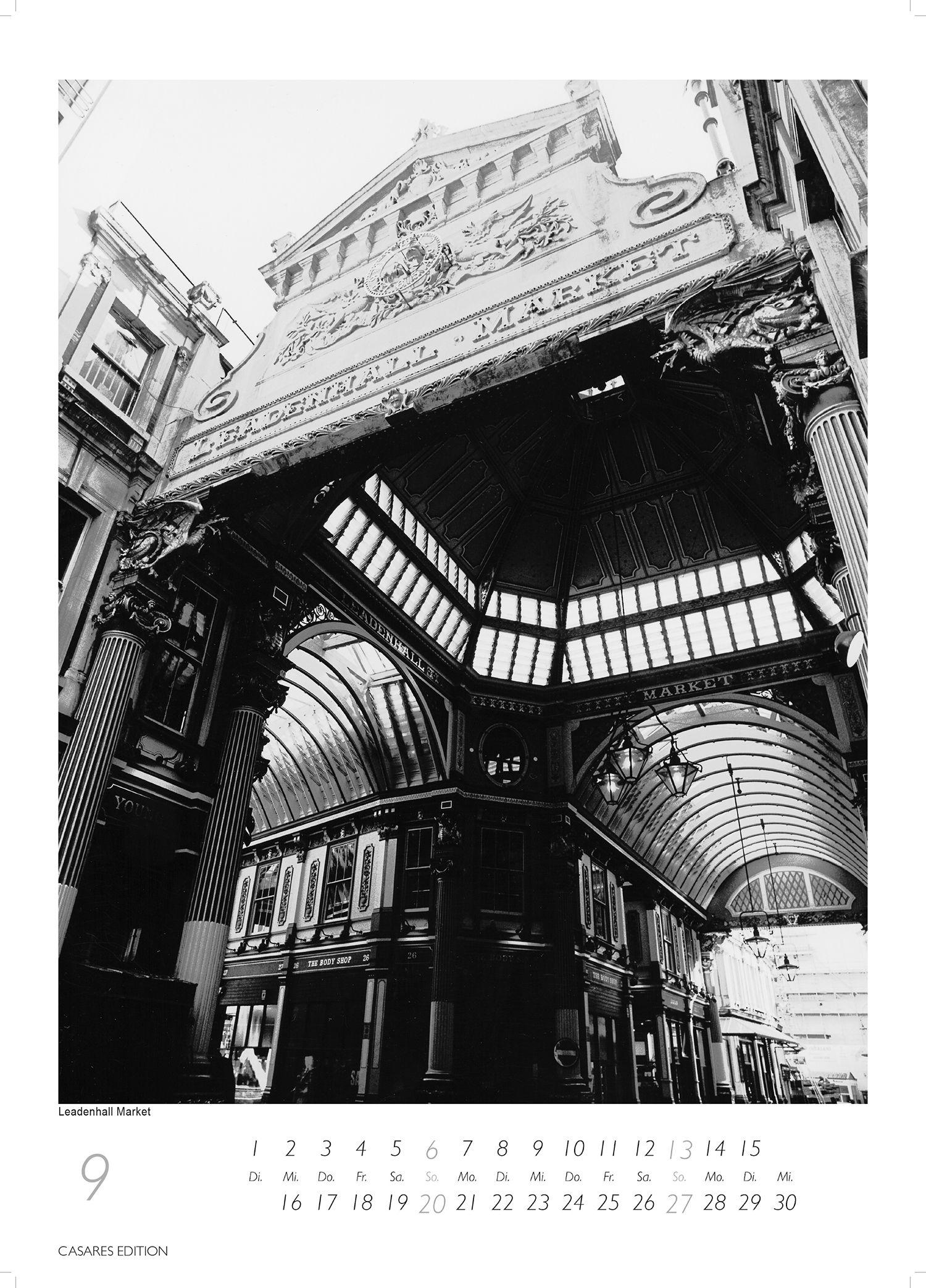 Beispielinhalt (Bild) London schwarz-weiss Kalender 2026 - Wandkalender | Fotokalender England 59x42cm Grosses Format - Hochwertiger . für 2026 - | Perfekt für Liebhaber London & Geschenkidee