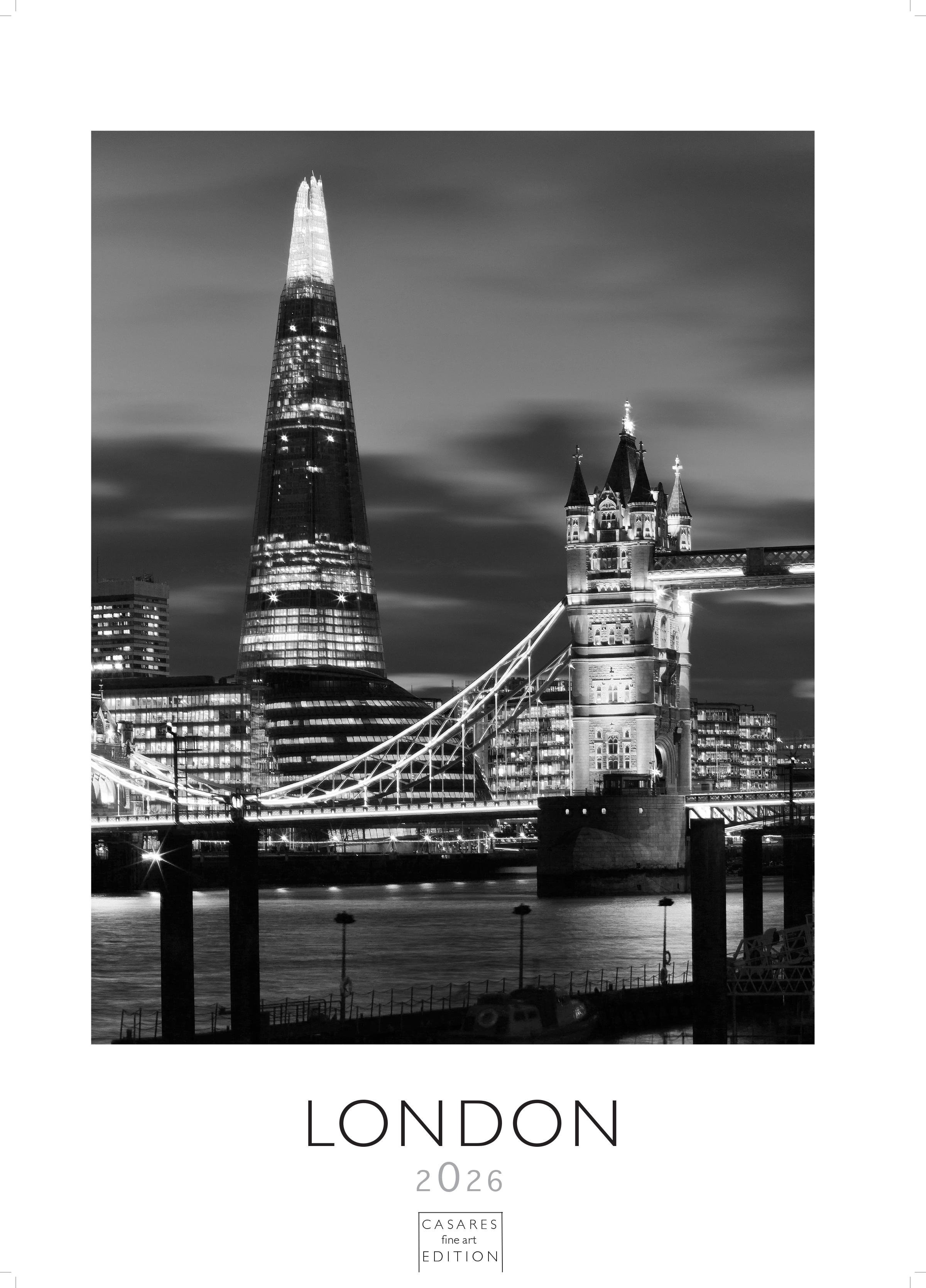 Vorderes Coverbild London schwarz-weiss Kalender 2026 - Wandkalender | Fotokalender England 59x42cm Grosses Format - Hochwertiger . für 2026 - | Perfekt für Liebhaber London & Geschenkidee