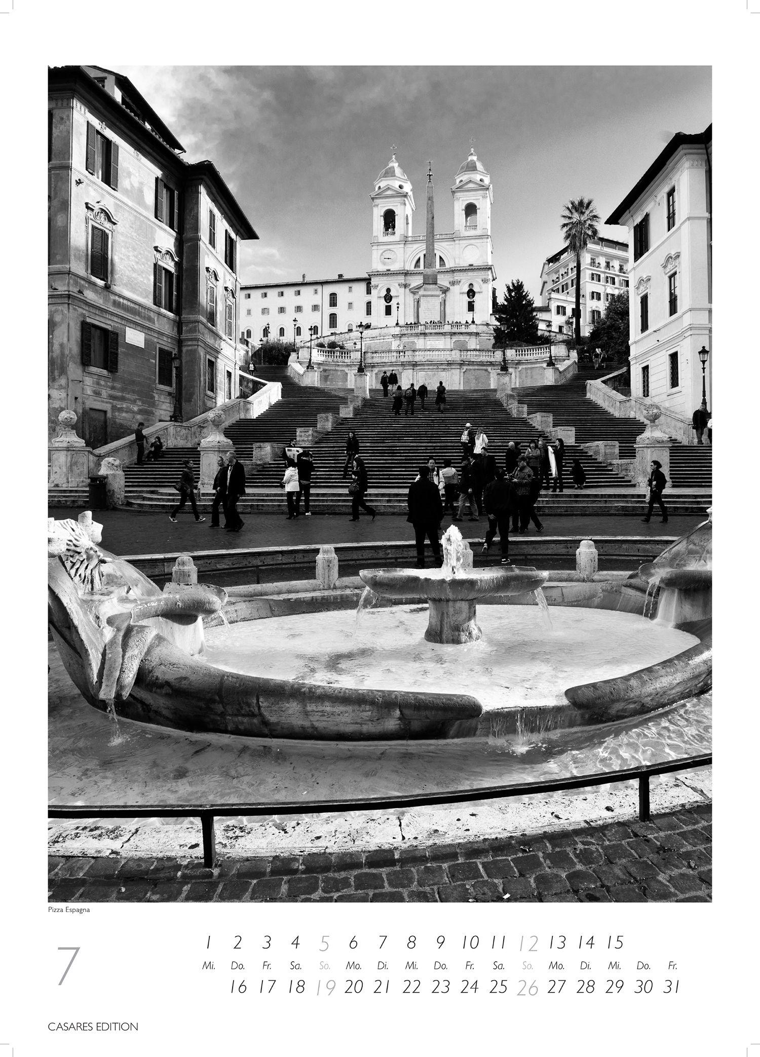 Beispielinhalt (Bild) Rom schwarz-weiss Kalender 2026 - Wandkalender | Fotokalender Italien 59x42cm Grosses Format - . mit Historischen Motiven - Perfekt für Kunst, Architektur & Rom-Liebhaber