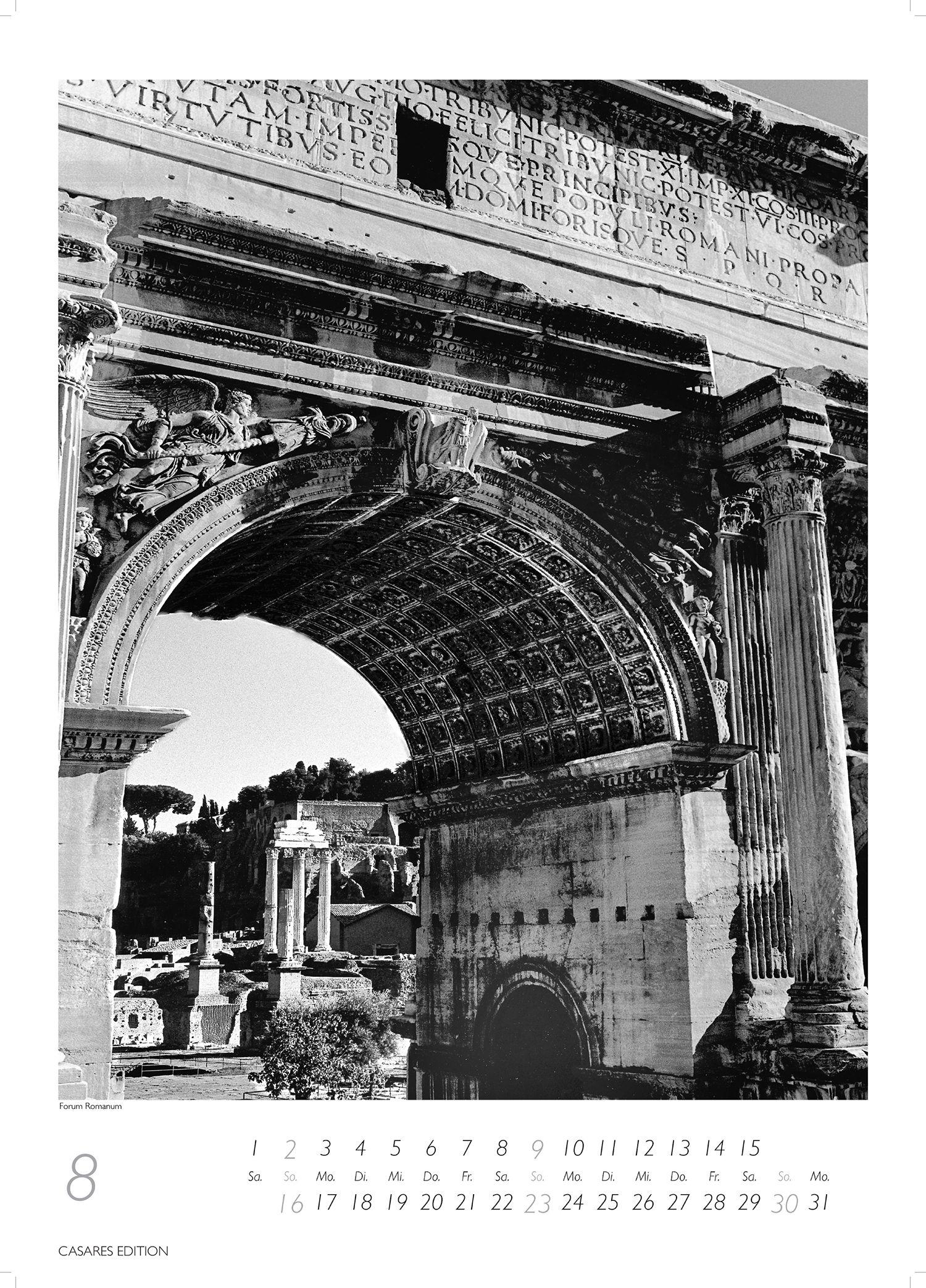 Beispielinhalt (Bild) Rom schwarz-weiss Kalender 2026 - Wandkalender | Fotokalender Italien 59x42cm Grosses Format - . mit Historischen Motiven - Perfekt für Kunst, Architektur & Rom-Liebhaber