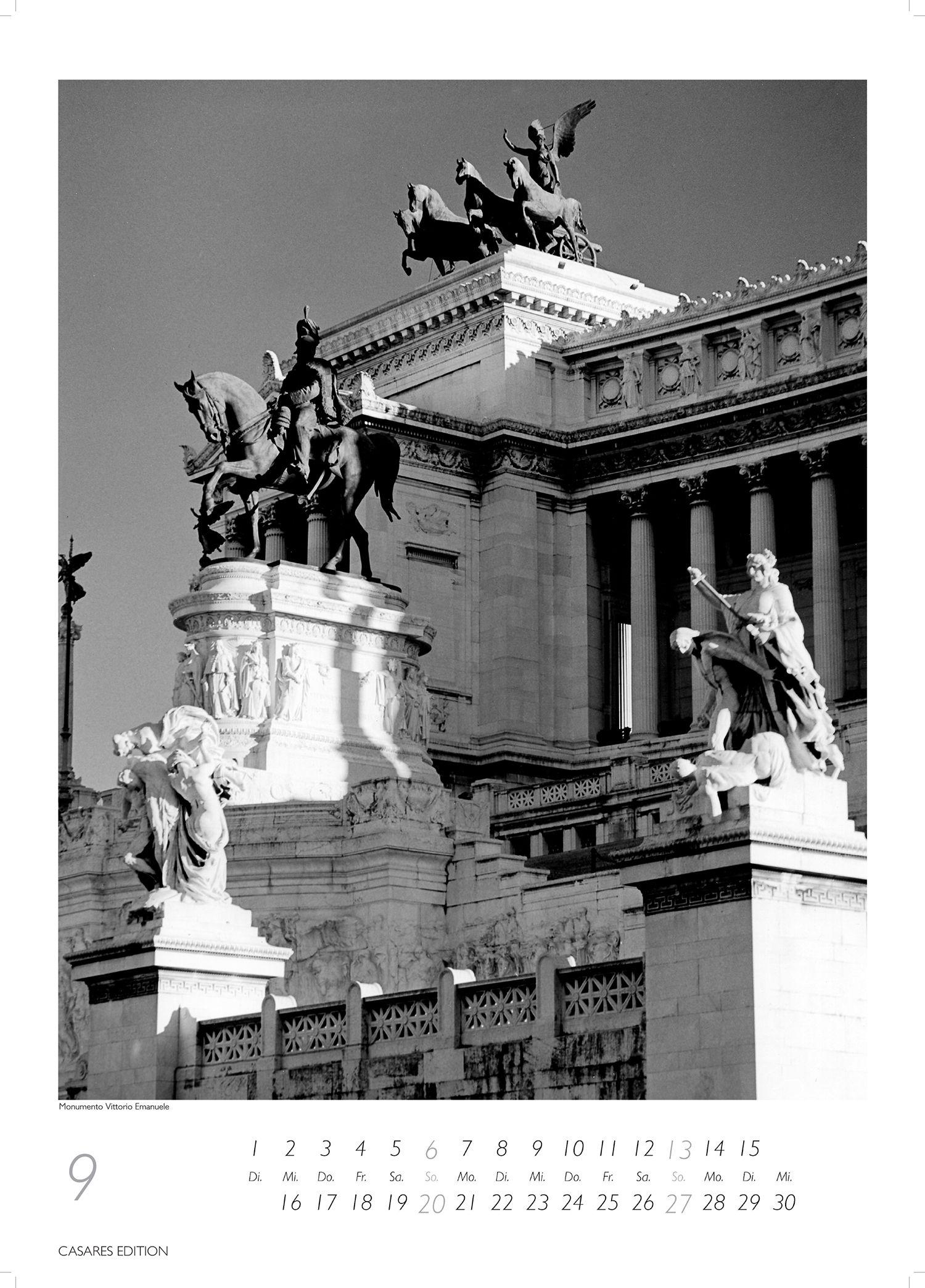 Beispielinhalt (Bild) Rom schwarz-weiss Kalender 2026 - Wandkalender | Fotokalender Italien 59x42cm Grosses Format - . mit Historischen Motiven - Perfekt für Kunst, Architektur & Rom-Liebhaber