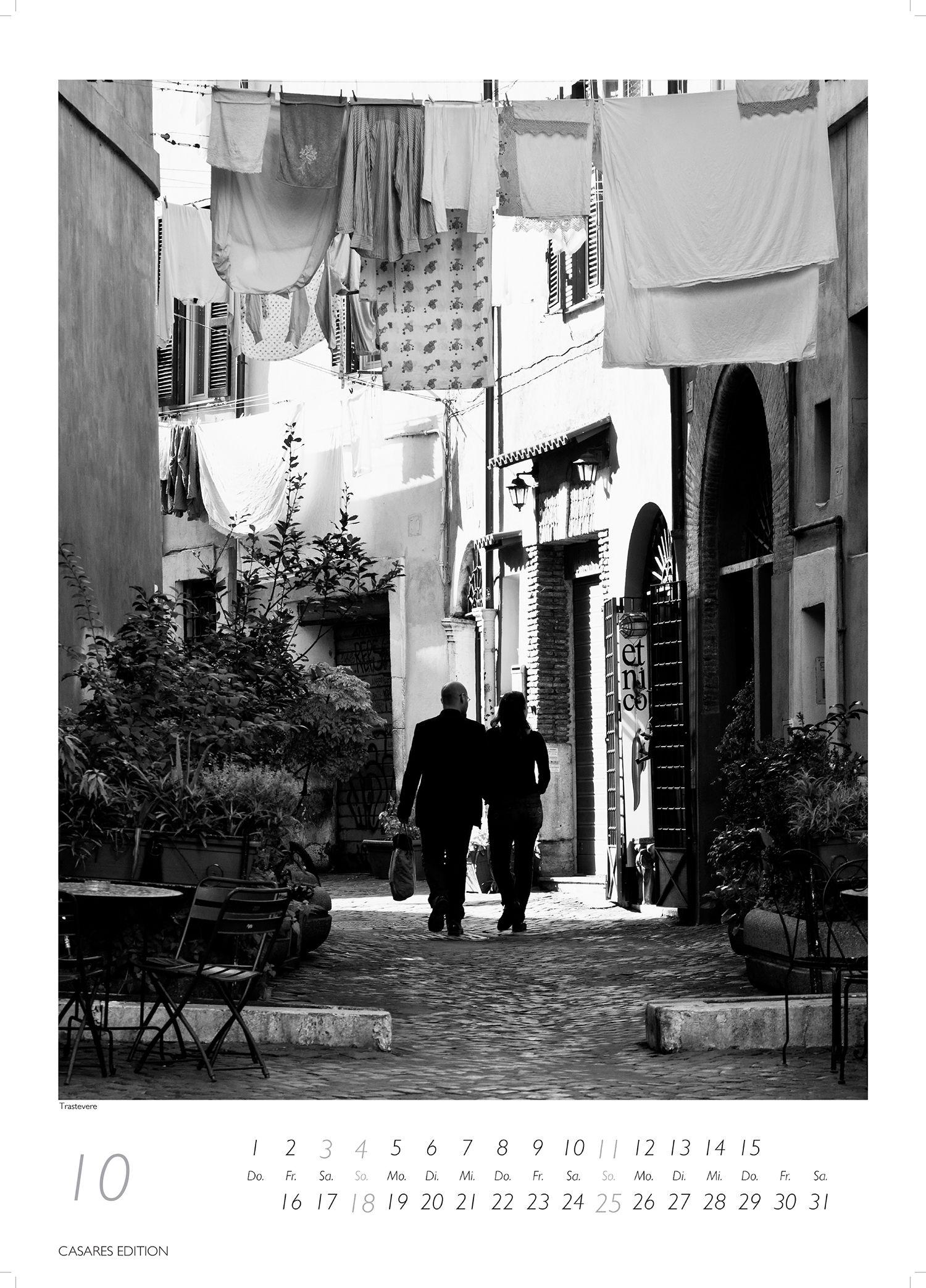 Beispielinhalt (Bild) Rom schwarz-weiss Kalender 2026 - Wandkalender | Fotokalender Italien 59x42cm Grosses Format - . mit Historischen Motiven - Perfekt für Kunst, Architektur & Rom-Liebhaber