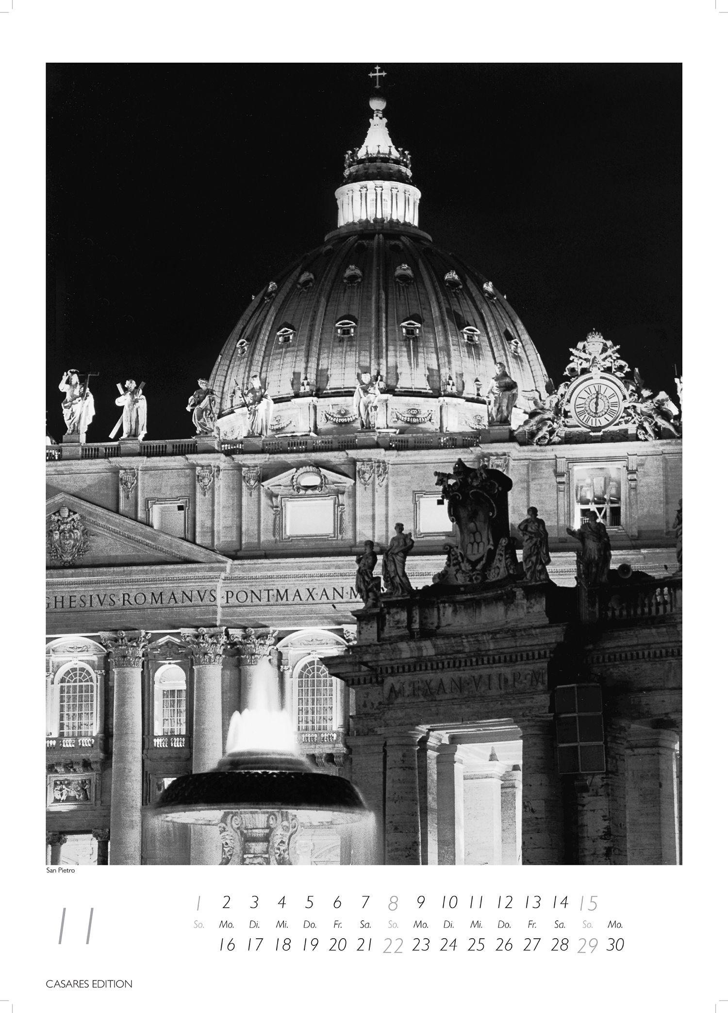 Beispielinhalt (Bild) Rom schwarz-weiss Kalender 2026 - Wandkalender | Fotokalender Italien 59x42cm Grosses Format - . mit Historischen Motiven - Perfekt für Kunst, Architektur & Rom-Liebhaber