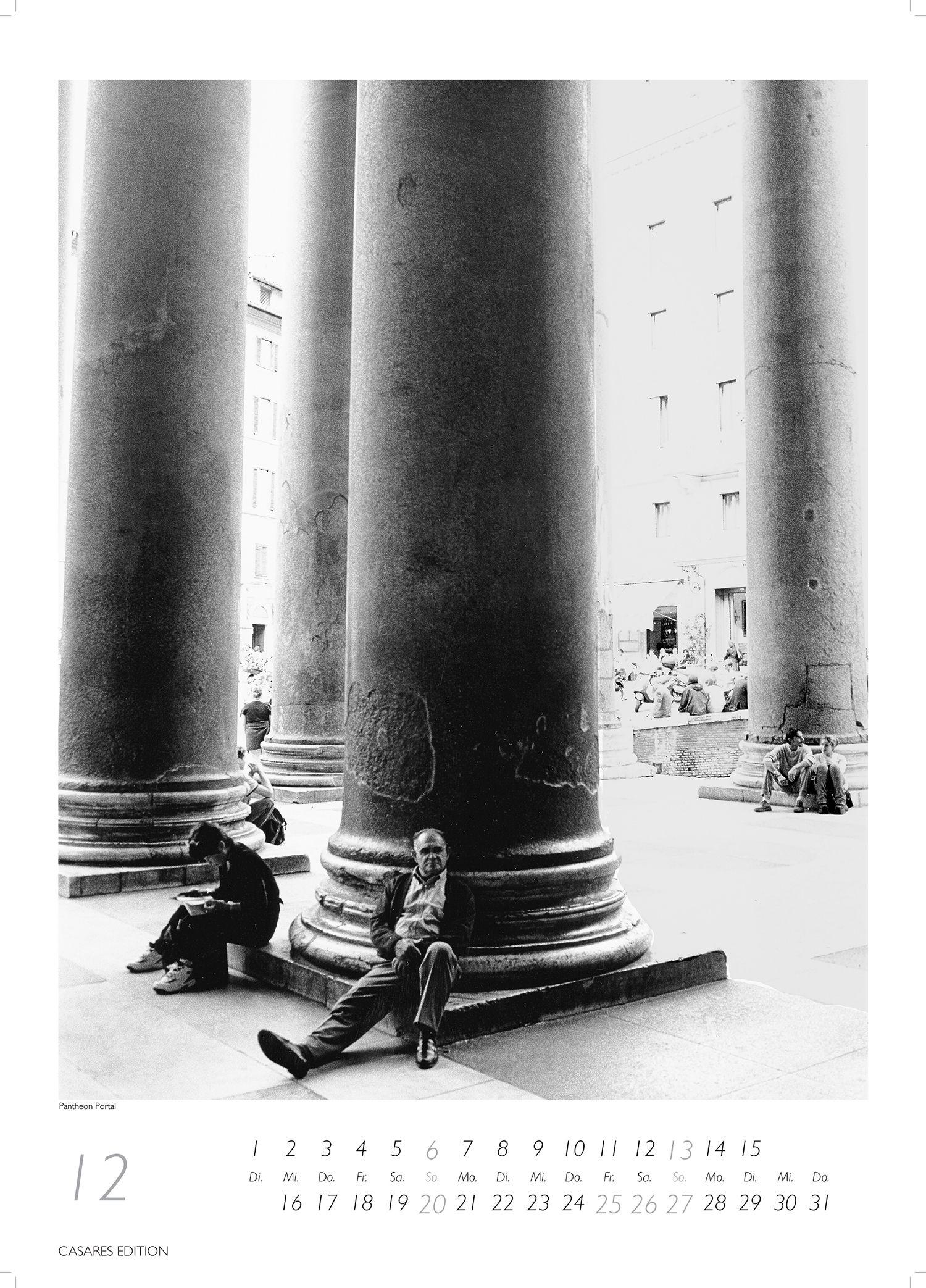 Beispielinhalt (Bild) Rom schwarz-weiss Kalender 2026 - Wandkalender | Fotokalender Italien 59x42cm Grosses Format - . mit Historischen Motiven - Perfekt für Kunst, Architektur & Rom-Liebhaber